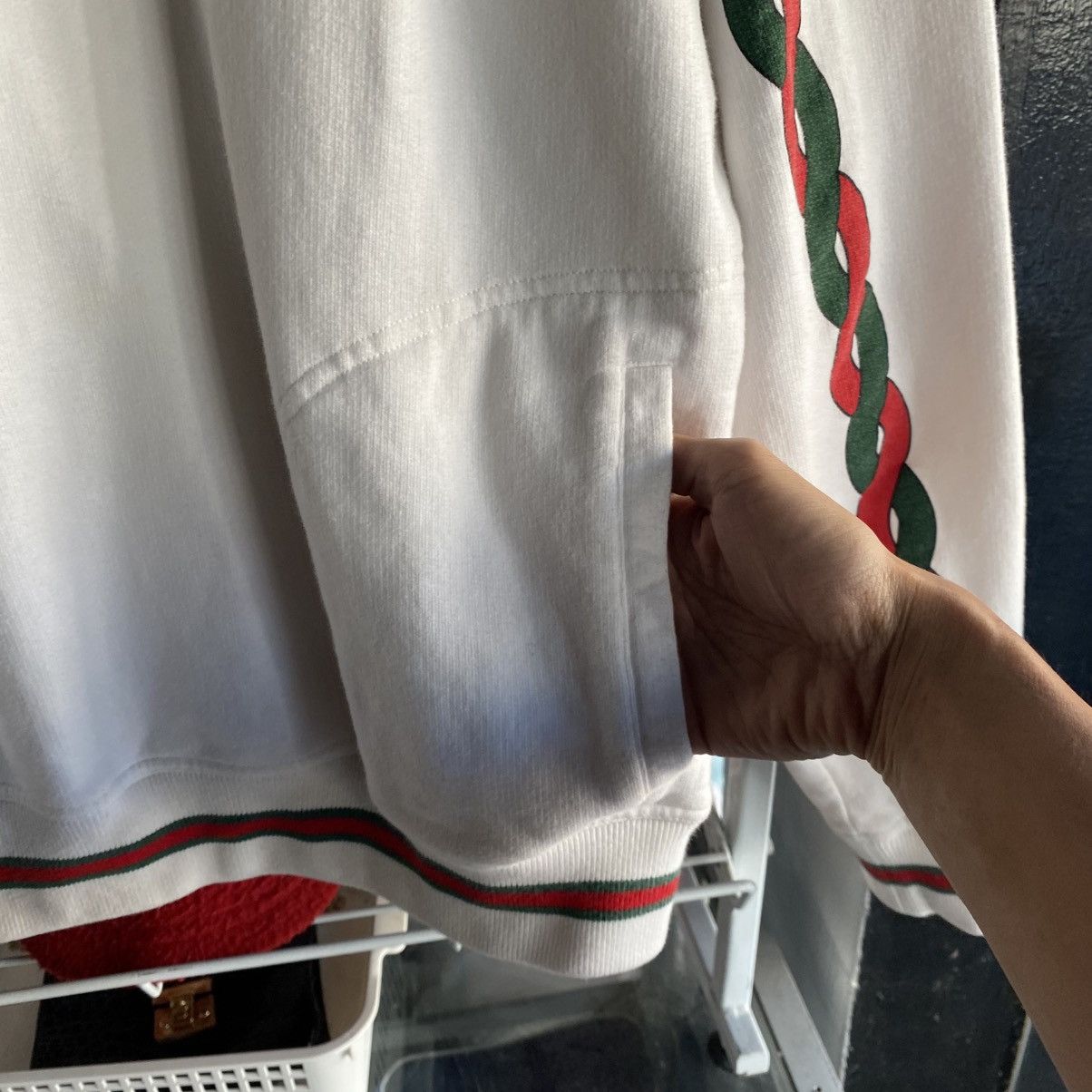 Gucci Gucci Interlocking G Logo Web Trim Striped Sweatshirt Size US L / EU 52-54 / 3 - 10 Thumbnail