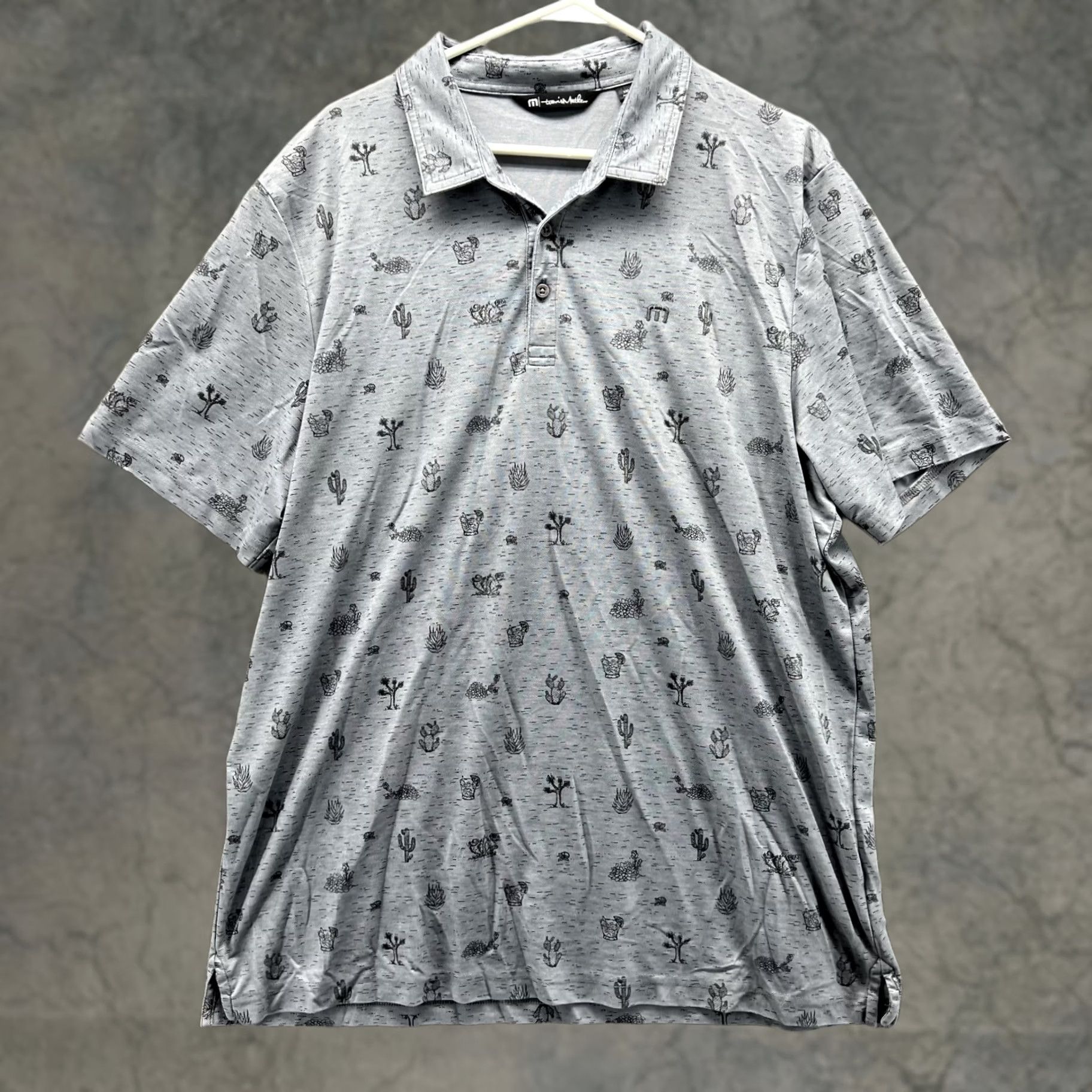 TravisMathew VINTAGE: No Travis Mathew Polo Shirt Gray Men 2XL Short Sleeve Collared All over Cactus Casual Golf Polo Shirt Size US XXL / EU 58 / 5 - 1 Thumbnail