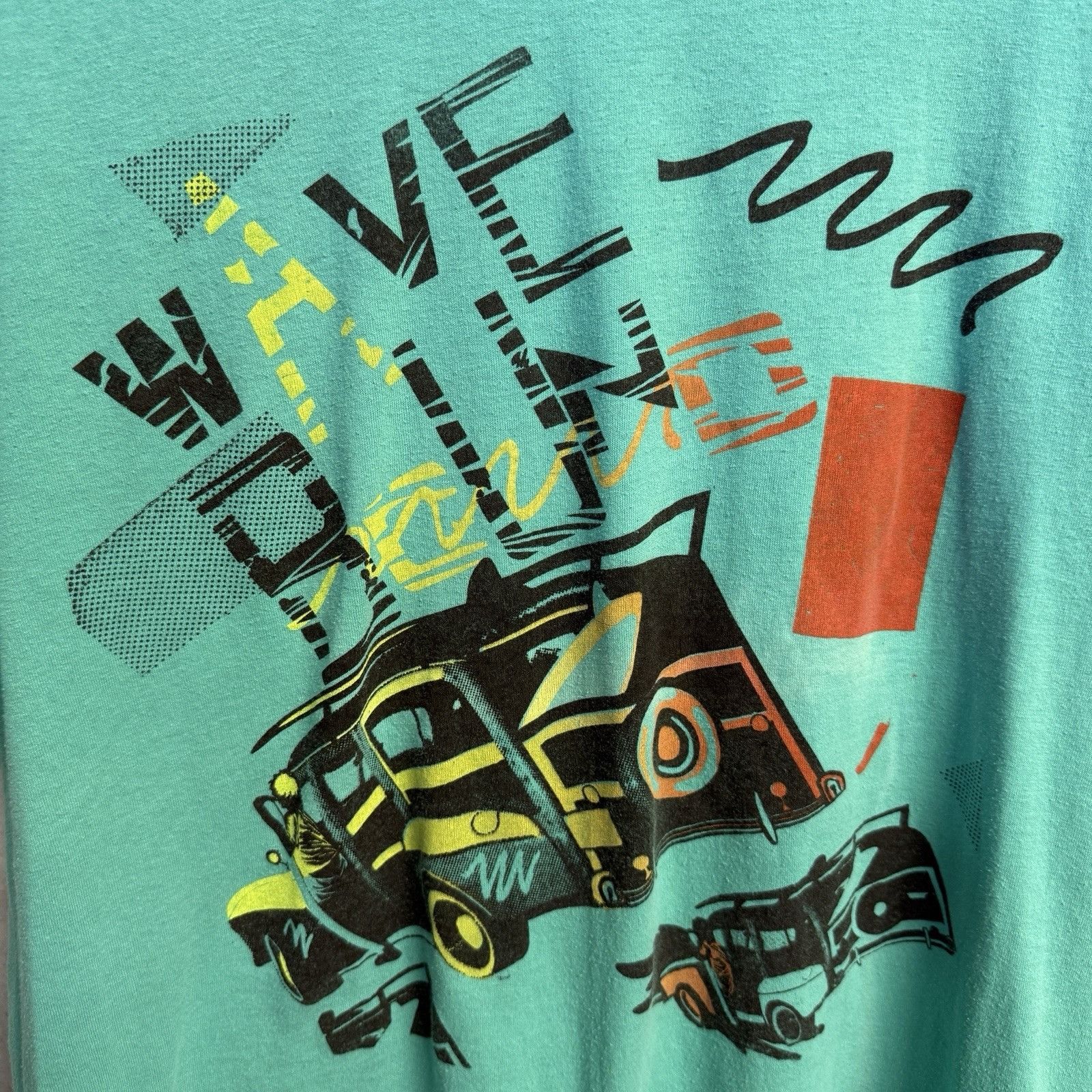 Vintage Vintage 90s Wave Round Surf T Shirt Mens XL Teal Woody Car S Size US XL / EU 56 / 4 - 4 Thumbnail