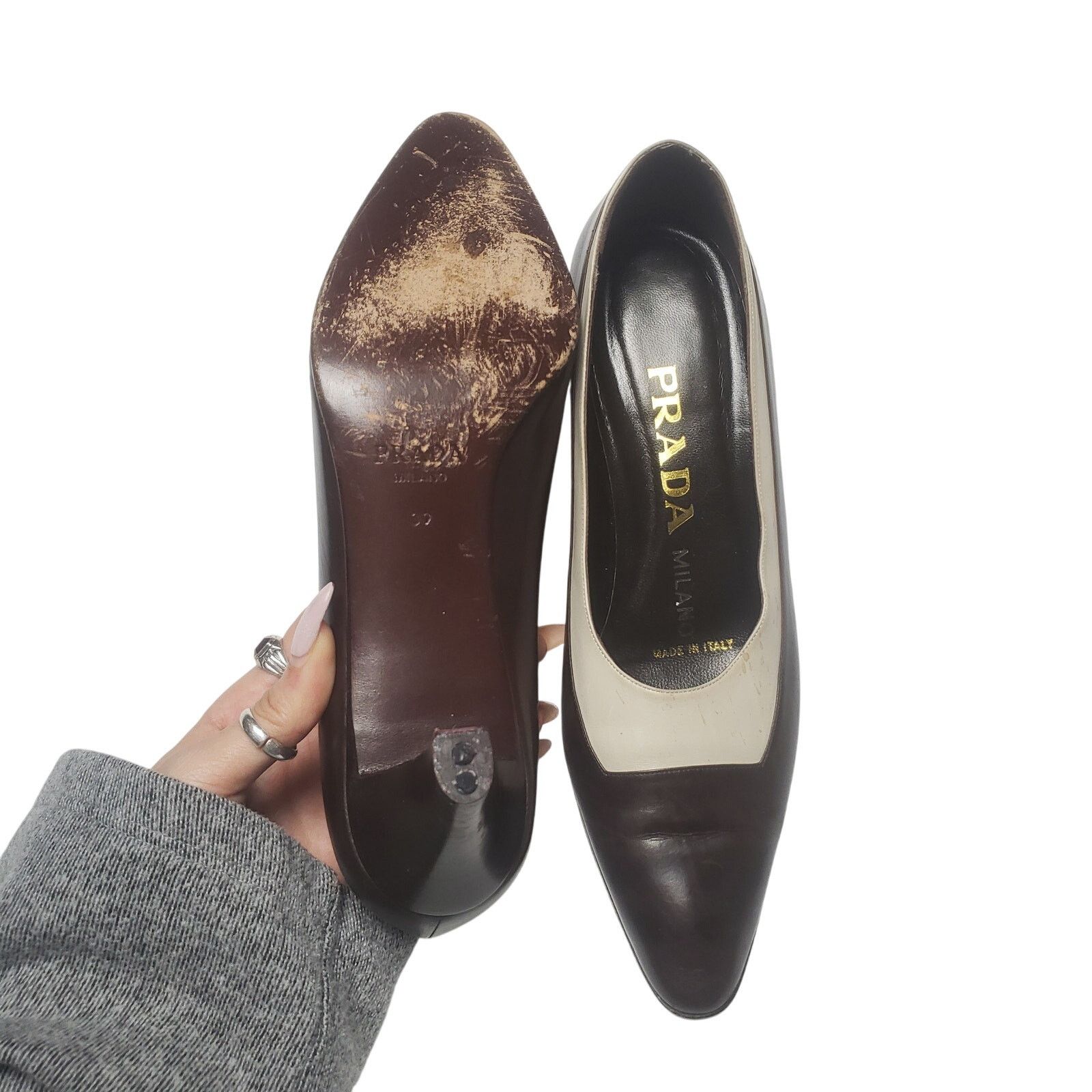 Prada Vintage Prada leather Heels tan and brown Size US 8 / IT 38 - 8 Thumbnail