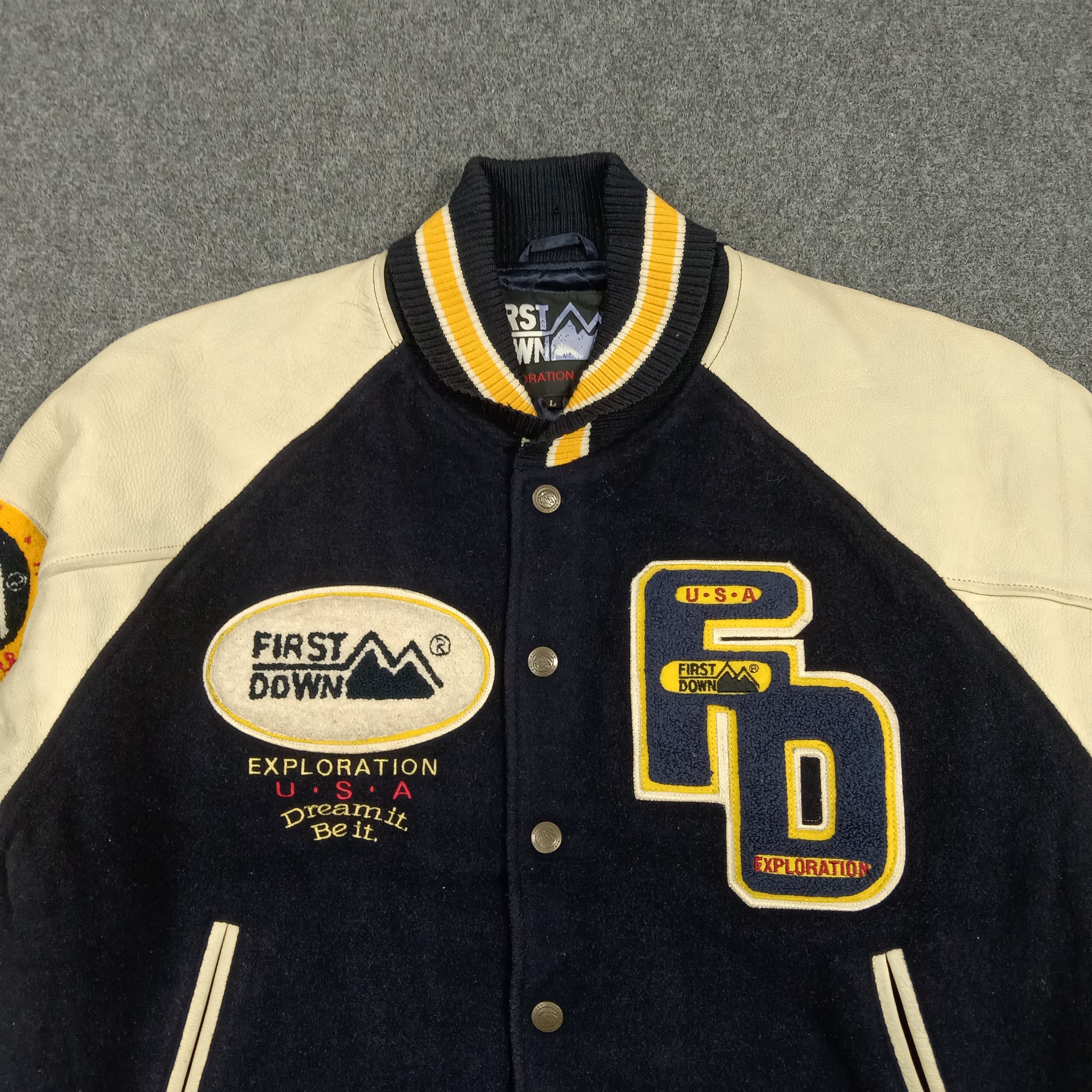 Vintage First Down Exploration USA Letterman Varsity Jacket C291N34 Size US L / EU 52-54 / 3 - 2 Thumbnail