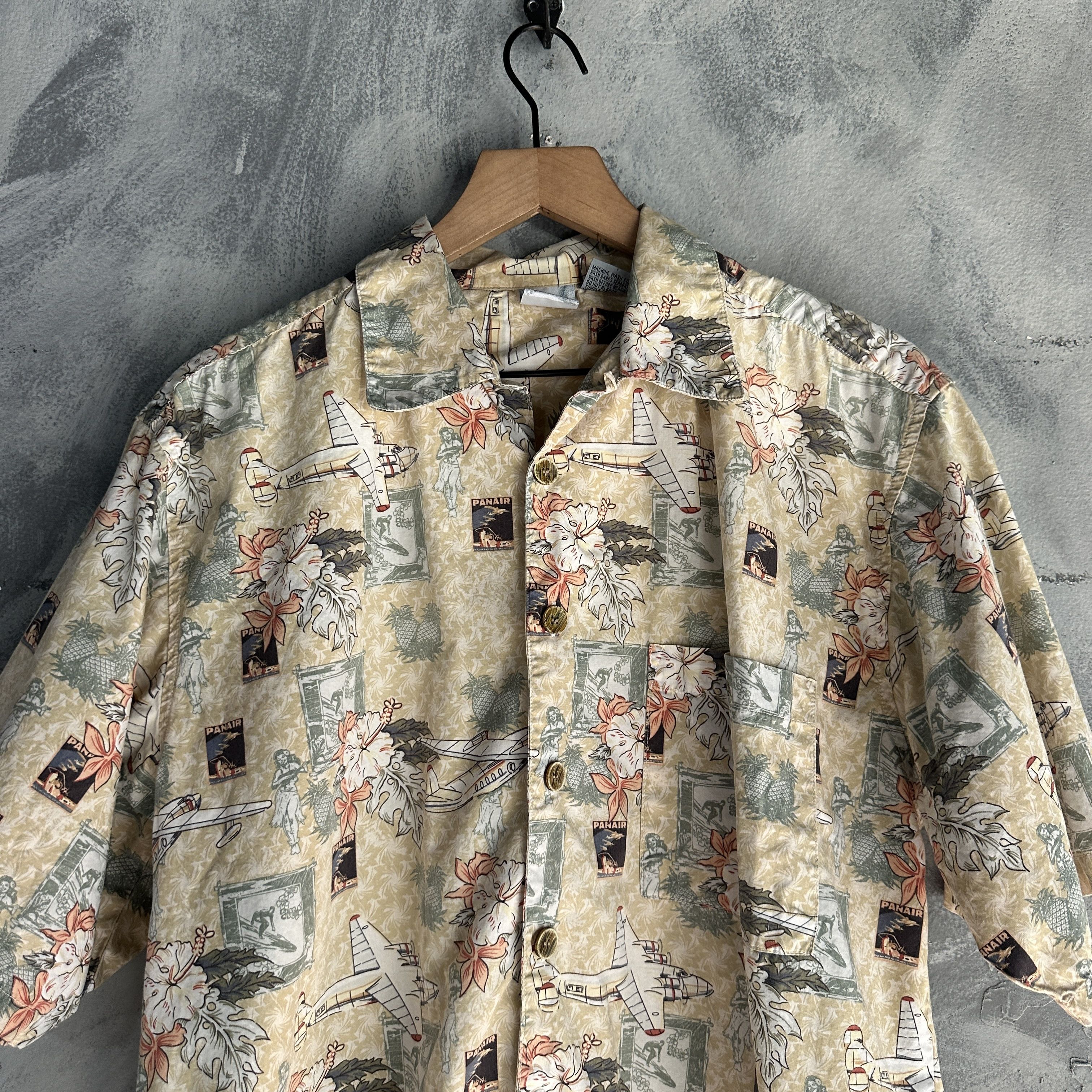 Ocean Pacific VINTAGE OP Men Button Up Shirt Medium Green Floral Airplane Size US M / EU 48-50 / 2 - 1 Thumbnail