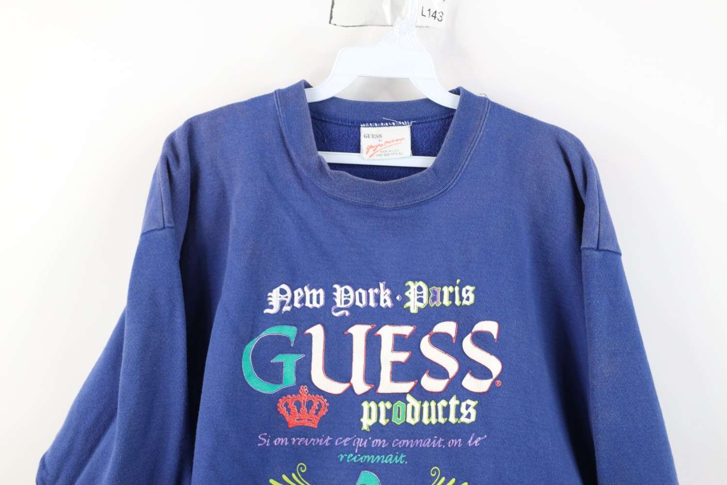 Guess Vintage 80s Georges Marciano Guess Sweatshirt Blue USA Size ONE SIZE - 2 Thumbnail