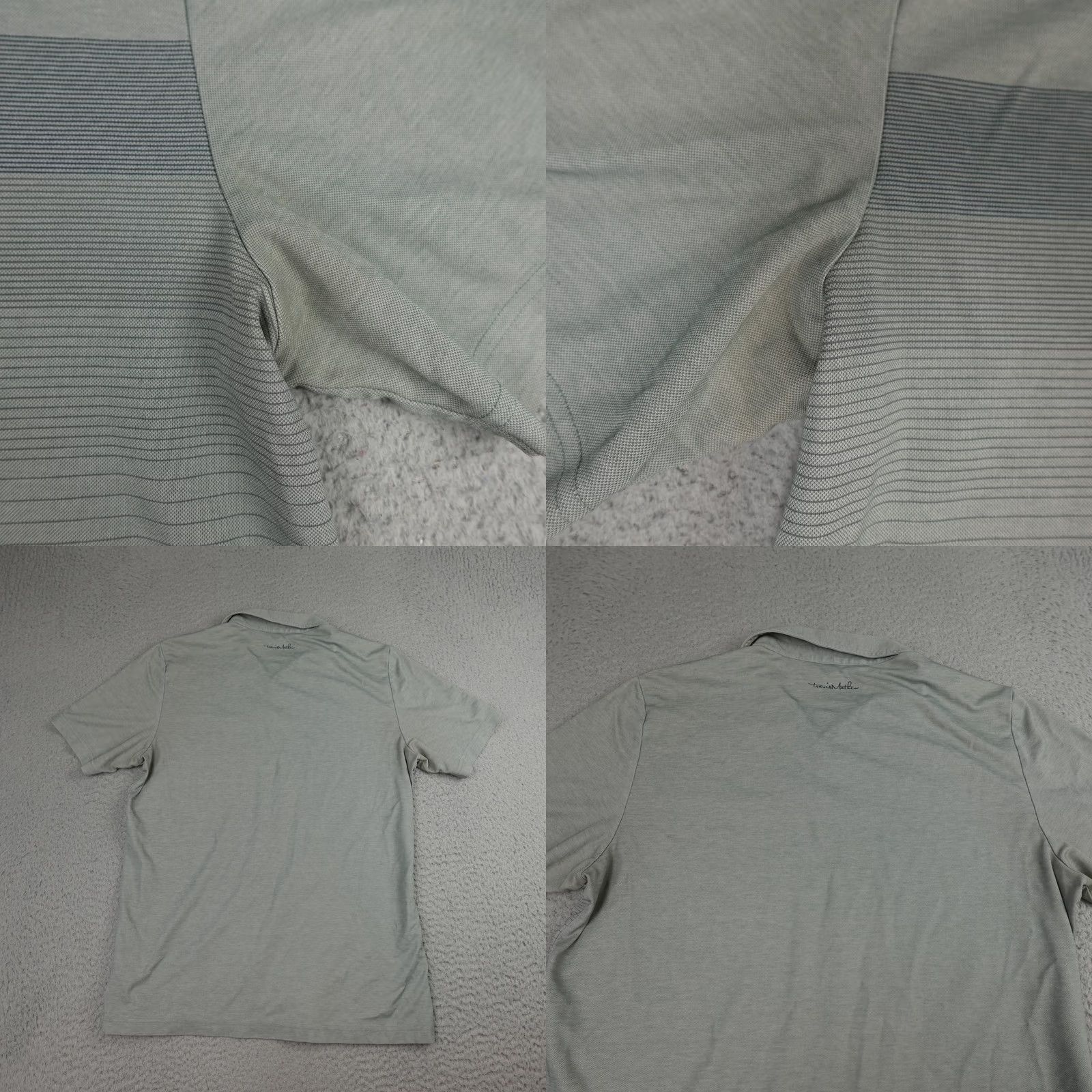TravisMathew Travis Mathew Polo Shirt Mens L Sage Gray Striped Pima Cotton Golf Shirt Size US L / EU 52-54 / 3 - 8 Thumbnail