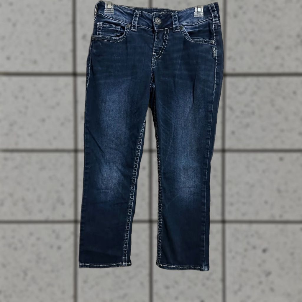 Silver Jeans Co. SILVER JEANS Suki Mid-Rise Capri Jeans Med Wash Stretch 28 x 22.5 Women Regular Denim Capri Jeans Size 28" / US 6 / IT 42 - 1 Thumbnail