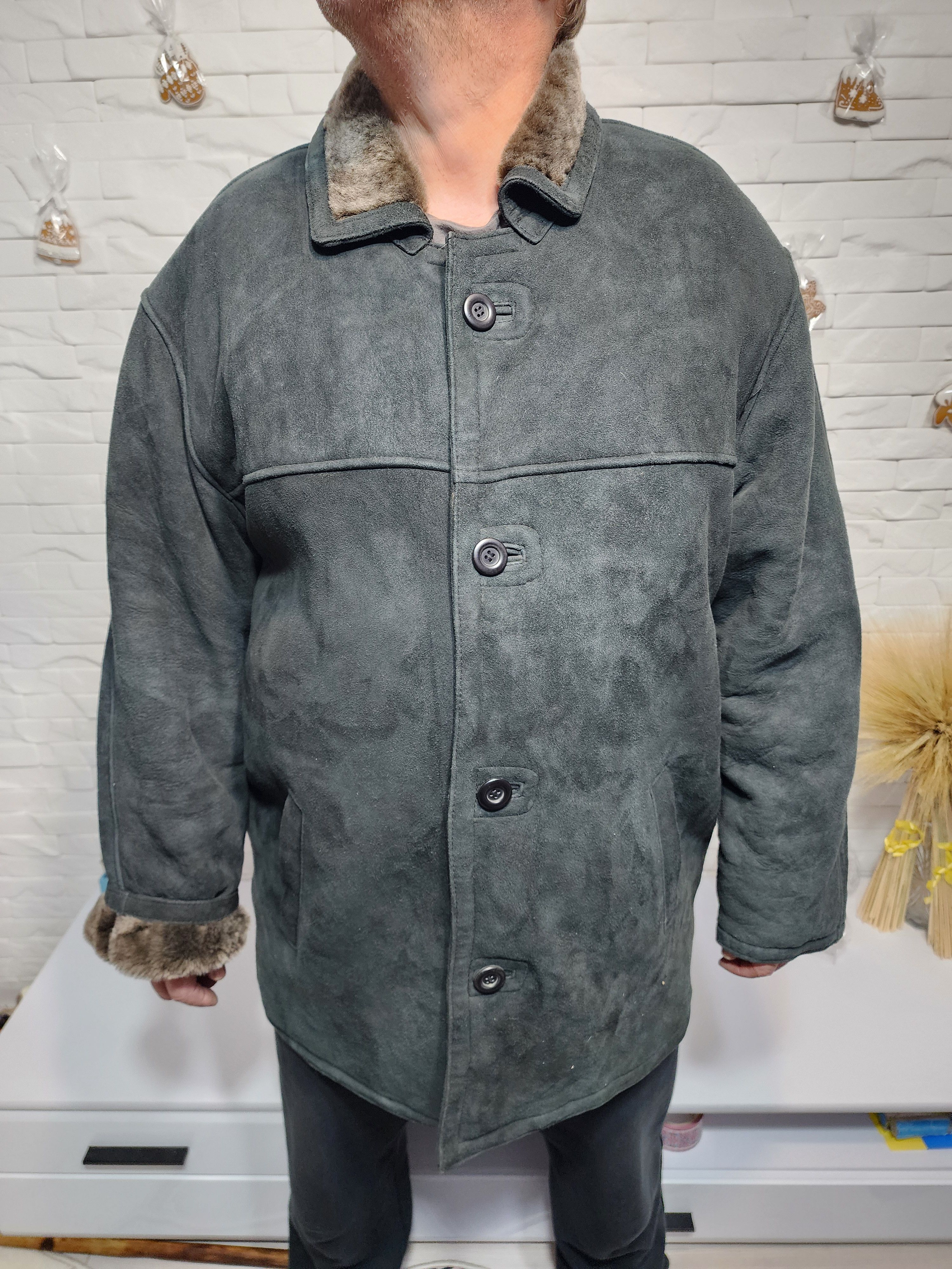 Furla Men's Black Sheepskin Coat: Genuine Fur, Button Closure Size US XL / EU 56 / 4 - 1 Thumbnail