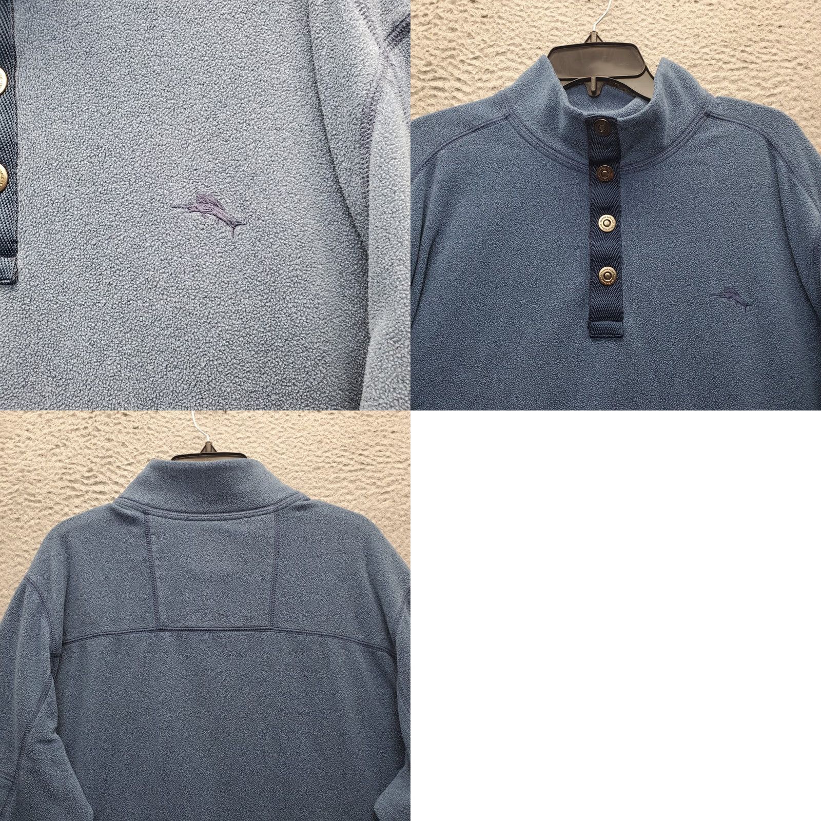 Tommy Bahama Tommy Bahama Mens Size L Blue Fleece Sweatshirt Embroidered Logo 1/4 Snap Button Shirt Size US L / EU 52-54 / 3 - 8 Thumbnail