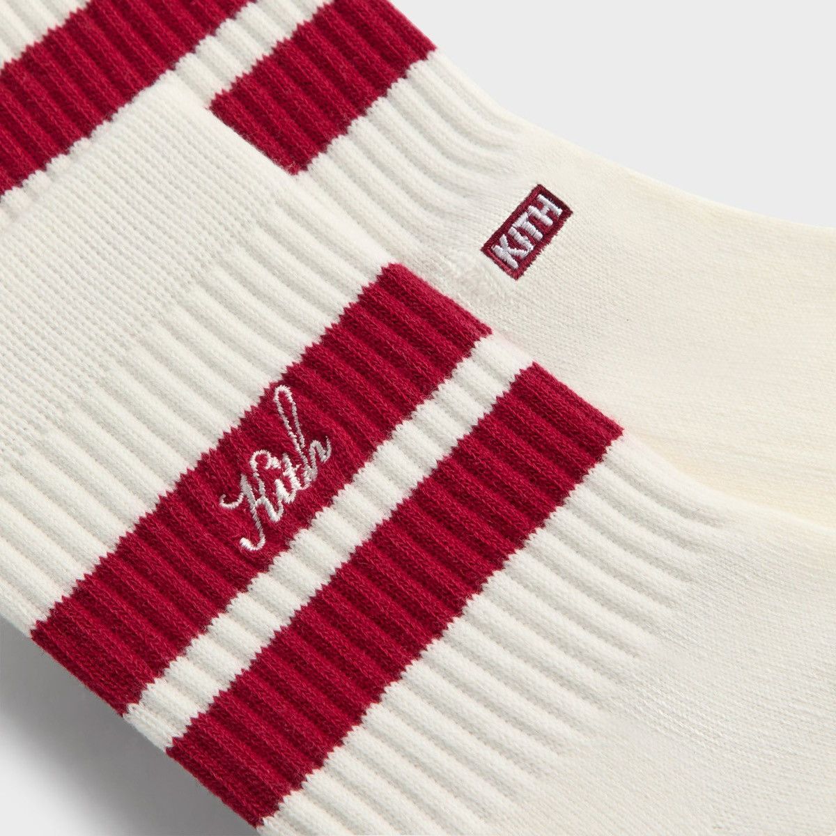 Kith Kith 3-Pack Striped Mid Crew White Socks Embroidered Logo Size ONE SIZE - 5 Thumbnail