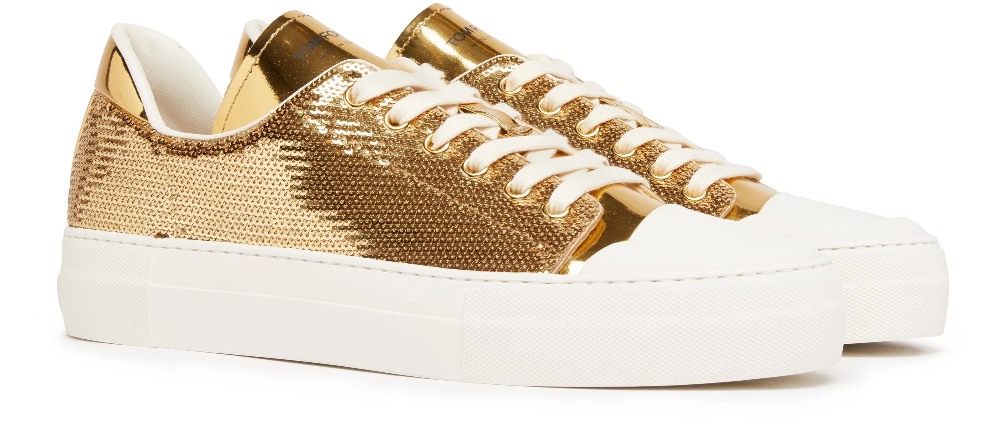 Tom Ford o1loc1c0924 W2878 Low-Top Sneakers in White/Gold Size US 10 / IT 40 - 7 Thumbnail