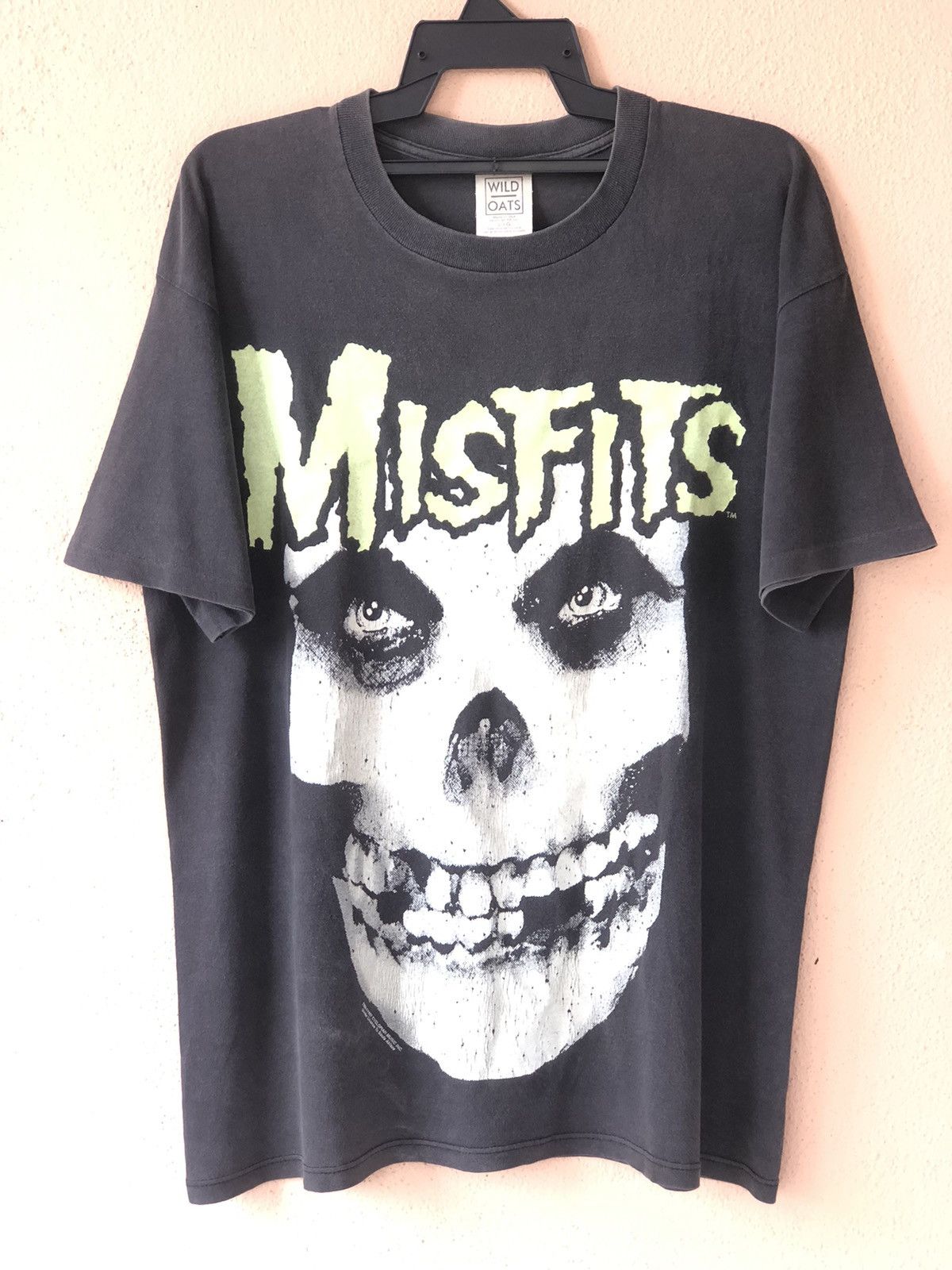 image of Band Tees x Misfits Vintage 90's Misfits Big Skull Iconic Punk Tee in Black, Men's (Size Large)