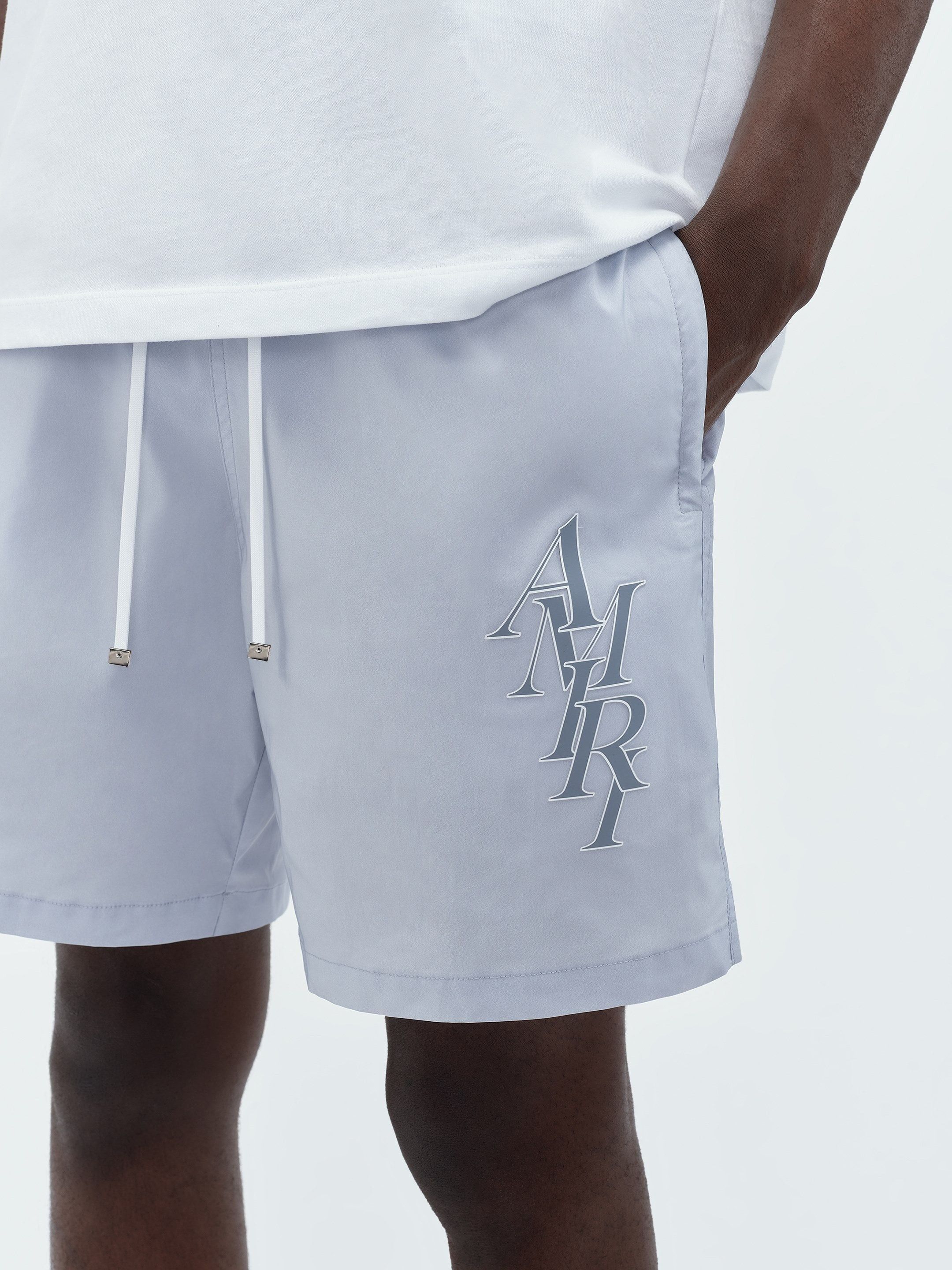 Amiri o1s1wg110425 Stack Logo Swim Trunk in Blue Size US 36 / EU 52 - 7 Thumbnail