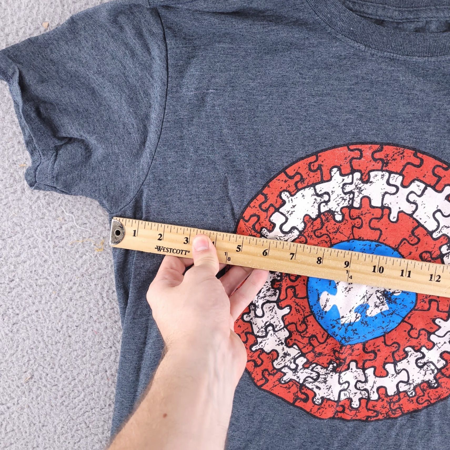 Vintage Marvel Shirt Mens Small Gray Short Sleeve Captain America Puzzle Shield Size US S / EU 44-46 / 1 - 3 Thumbnail