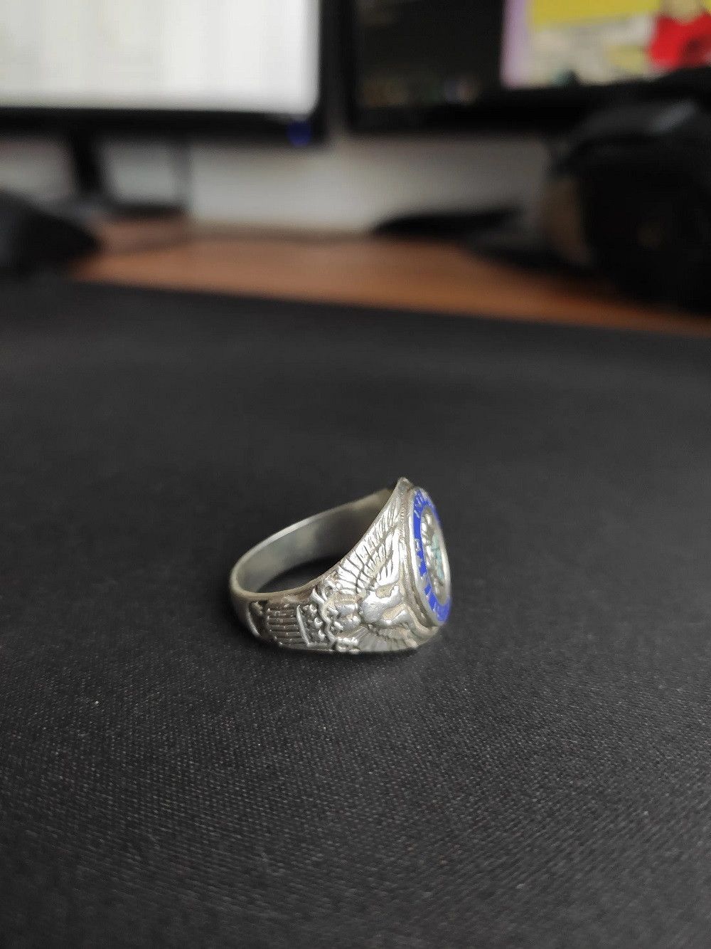 Sterling Silver US ARMY 16TH INFANTRY REGIMENT RING C.K. GROUSE ANTIQUE Size ONE SIZE - 4 Thumbnail