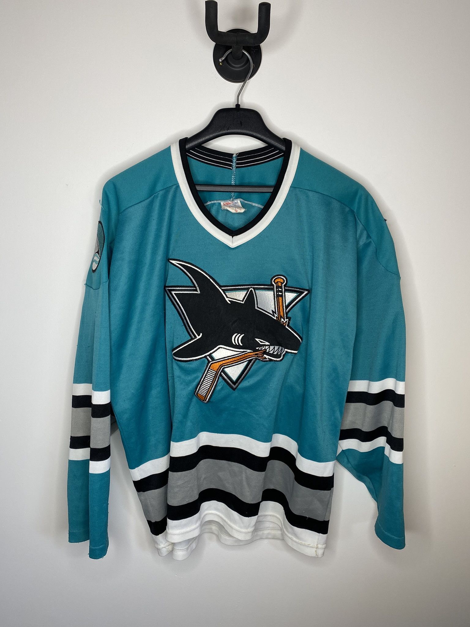 Ccm SAN JOSE SHARKS 80S NHL ICE HOCKEY SHIRT JERSEY VINTAGE Size US XL / EU 56 / 4 - 1 Thumbnail