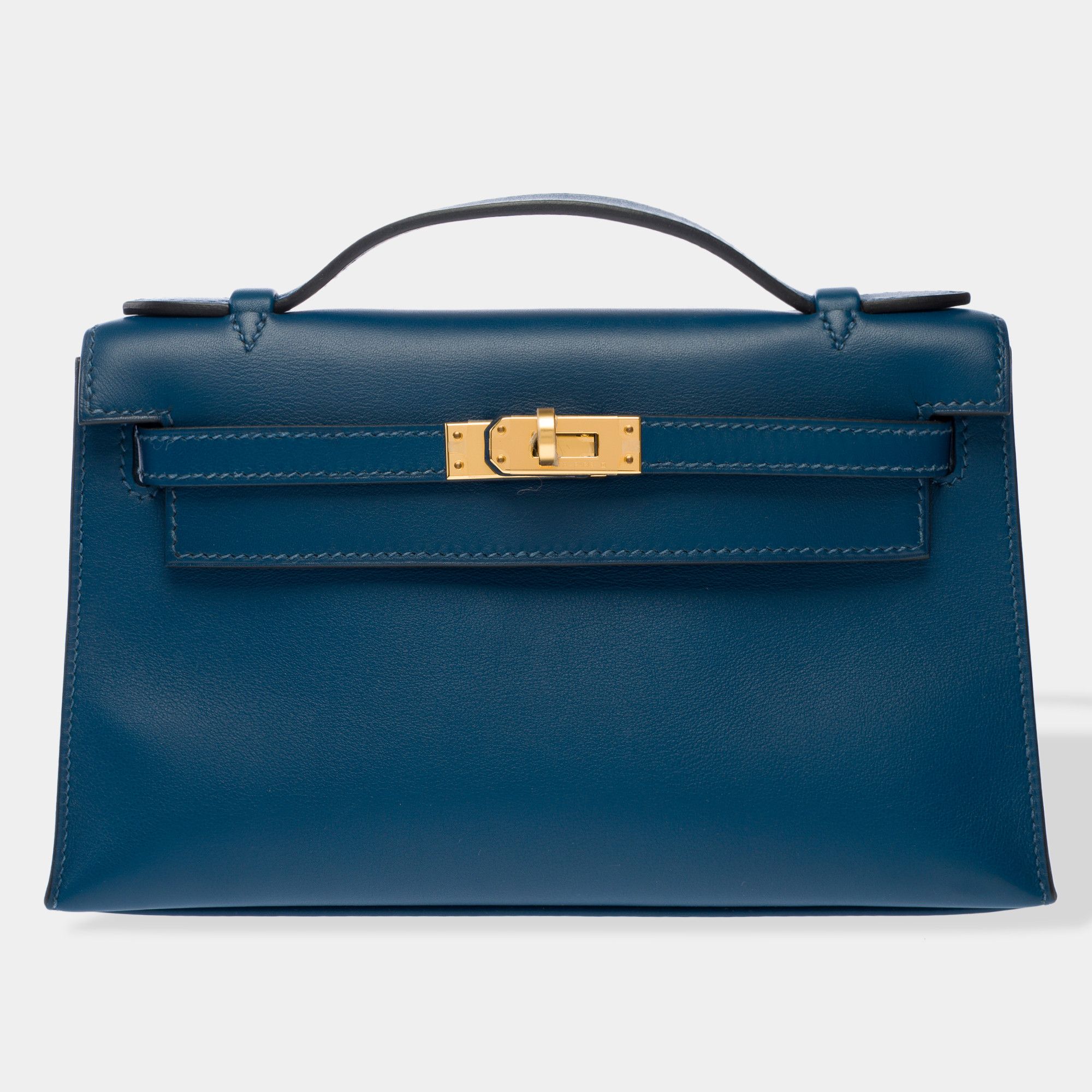HERMES Kelly Mini in Blue Leather