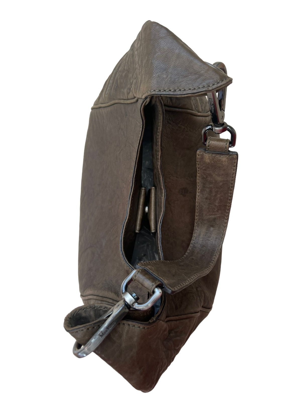 Leather Vintage MaxMara Made in Italy Patina Leather Hobo Bag Size ONE SIZE - 17 Thumbnail