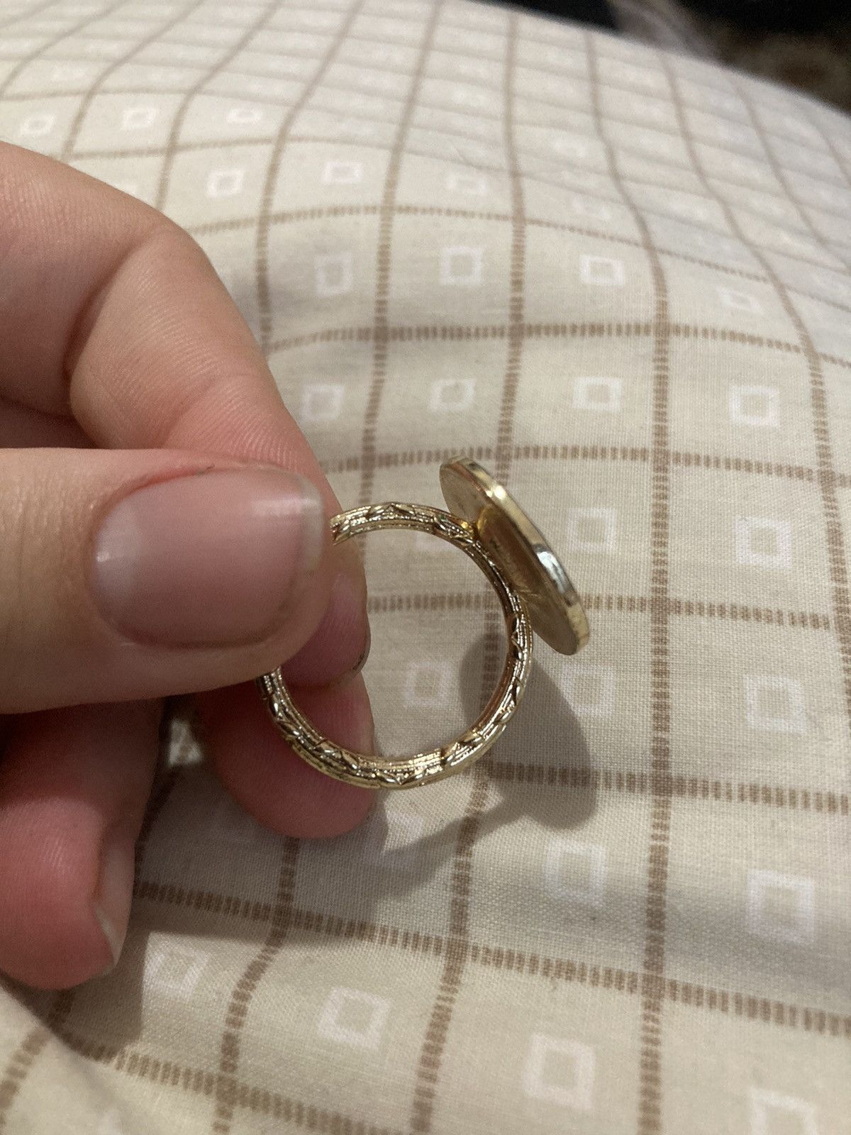 Jewelry Gold plated and green stone ring Size ONE SIZE - 2 Thumbnail