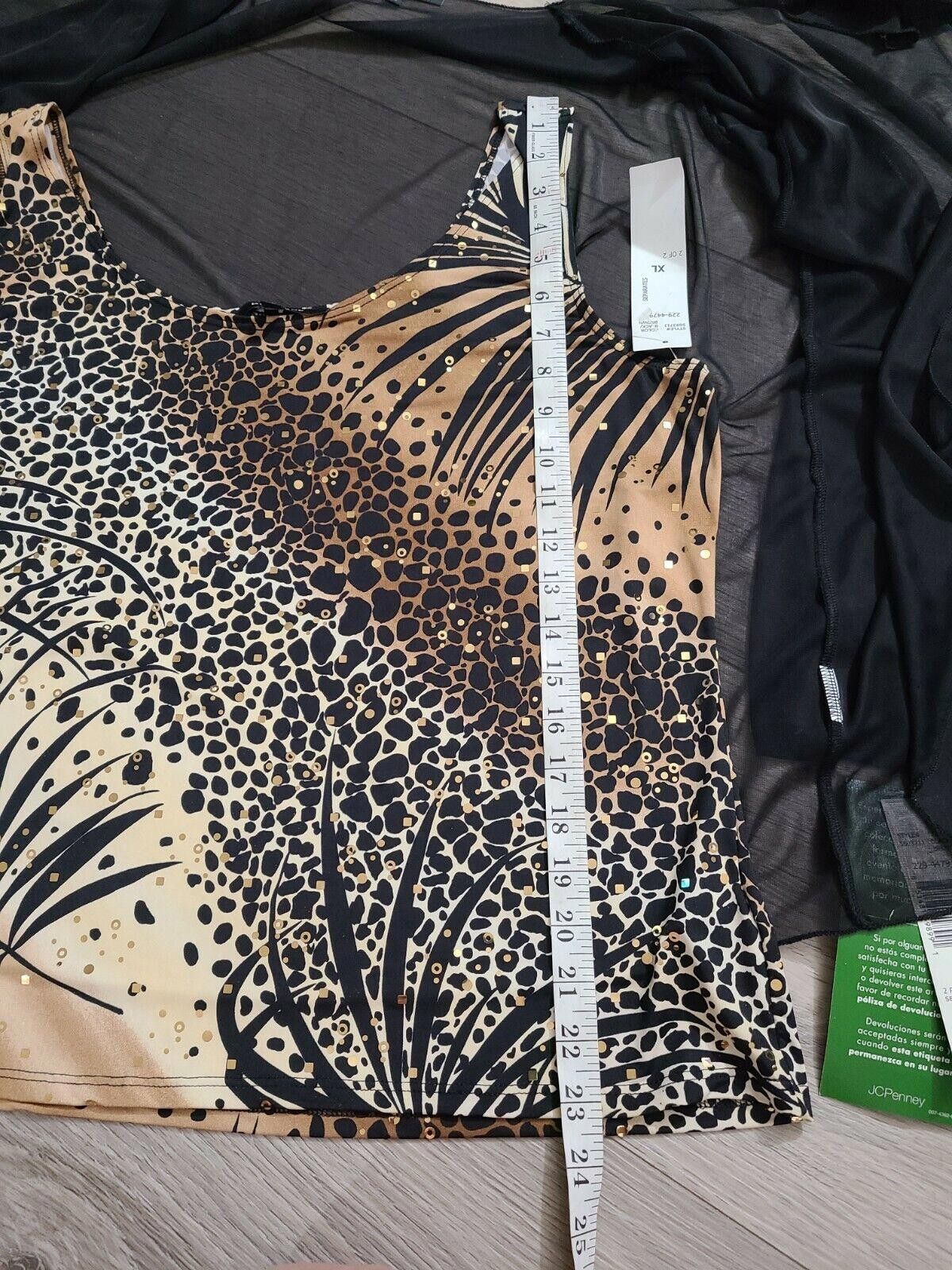 Designer Blu Sage Blouse Top Set Extra Large NWT leopard Black Sheer Size XL / US 12-14 / IT 48-50 - 6 Thumbnail