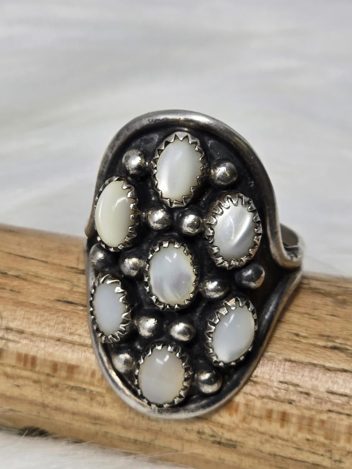 Other Native American DR 925 Silver Moonstone Cluster Ring 11.5 Size ONE SIZE - 1 Thumbnail