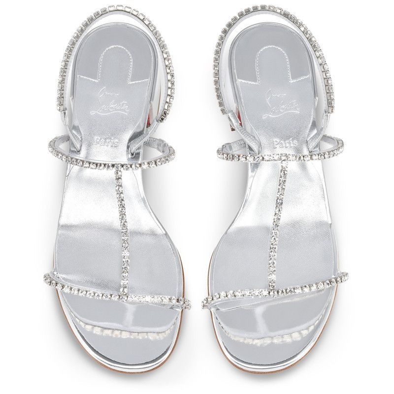 Christian Louboutin os11x0526 Simple 25mm PVC Queenie Sandals in Silver Size US 9 / IT 39 - 3 Thumbnail