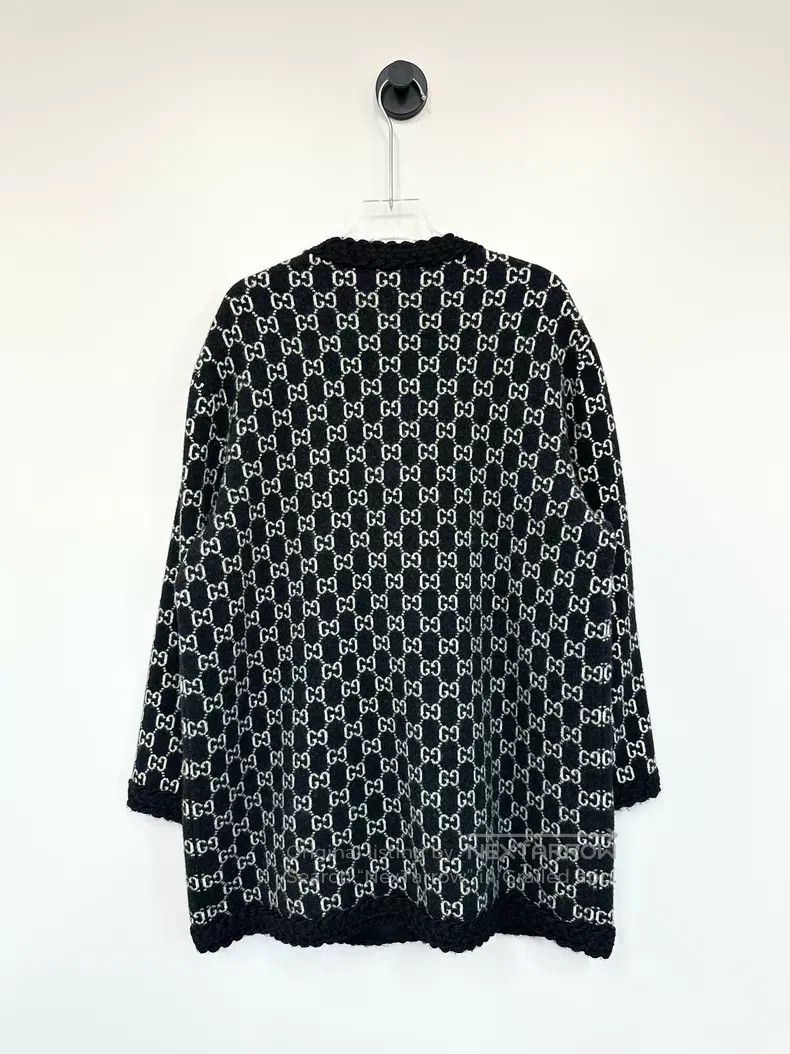 Gucci Gucci Black old-fashioned full-print wool knitted cardigan Size L / US 10 / IT 46 - 2 Thumbnail