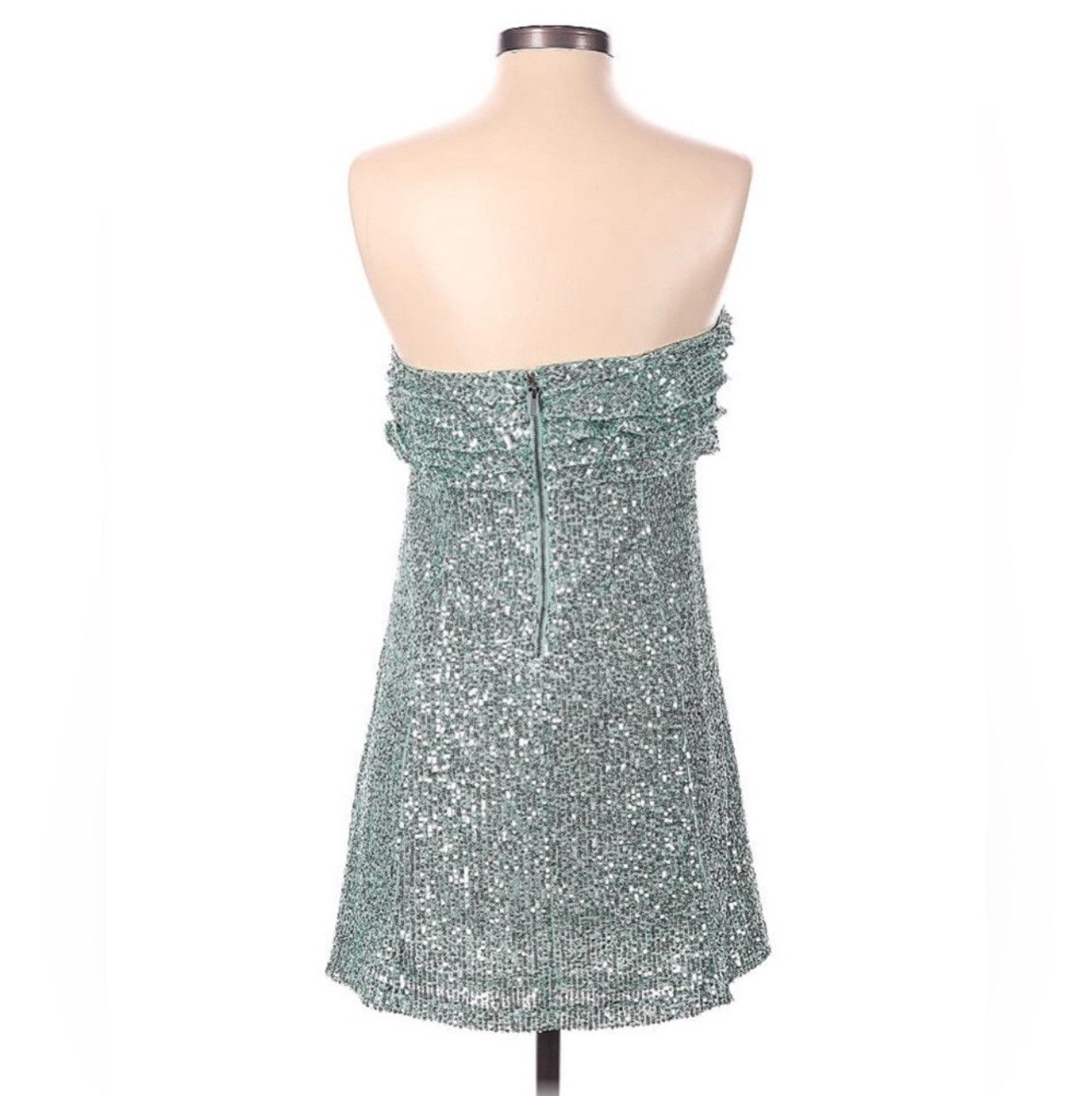 Free People FREE PEOPLE Frida Seafoam Green Sequin Ruffle Dress Size M / US 6-8 / IT 42-44 - 4 Thumbnail