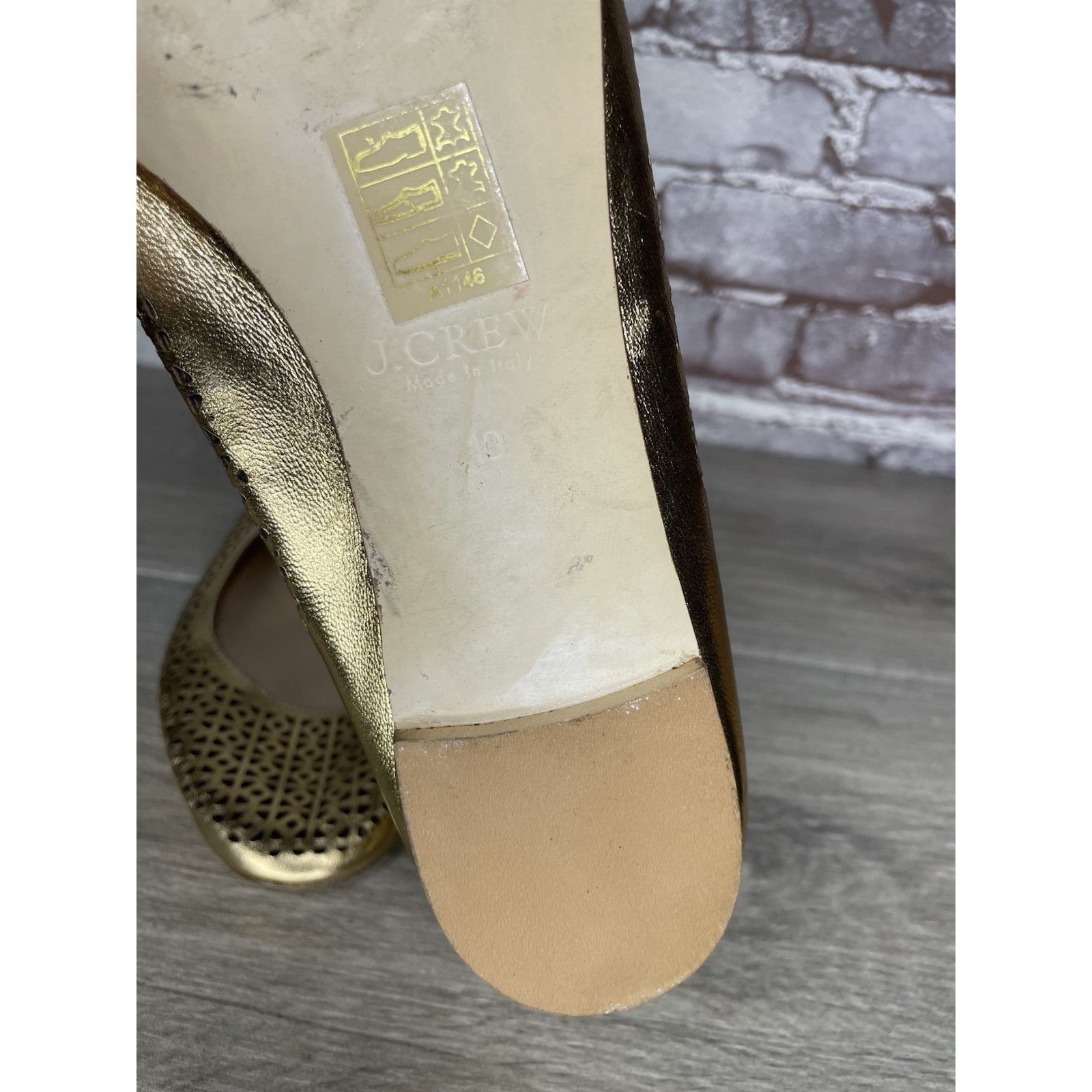 J.Crew J.Crew Nora Metallic Gold Leather Perforated Ballet Flats Wo Size US 10 / IT 40 - 11 Thumbnail