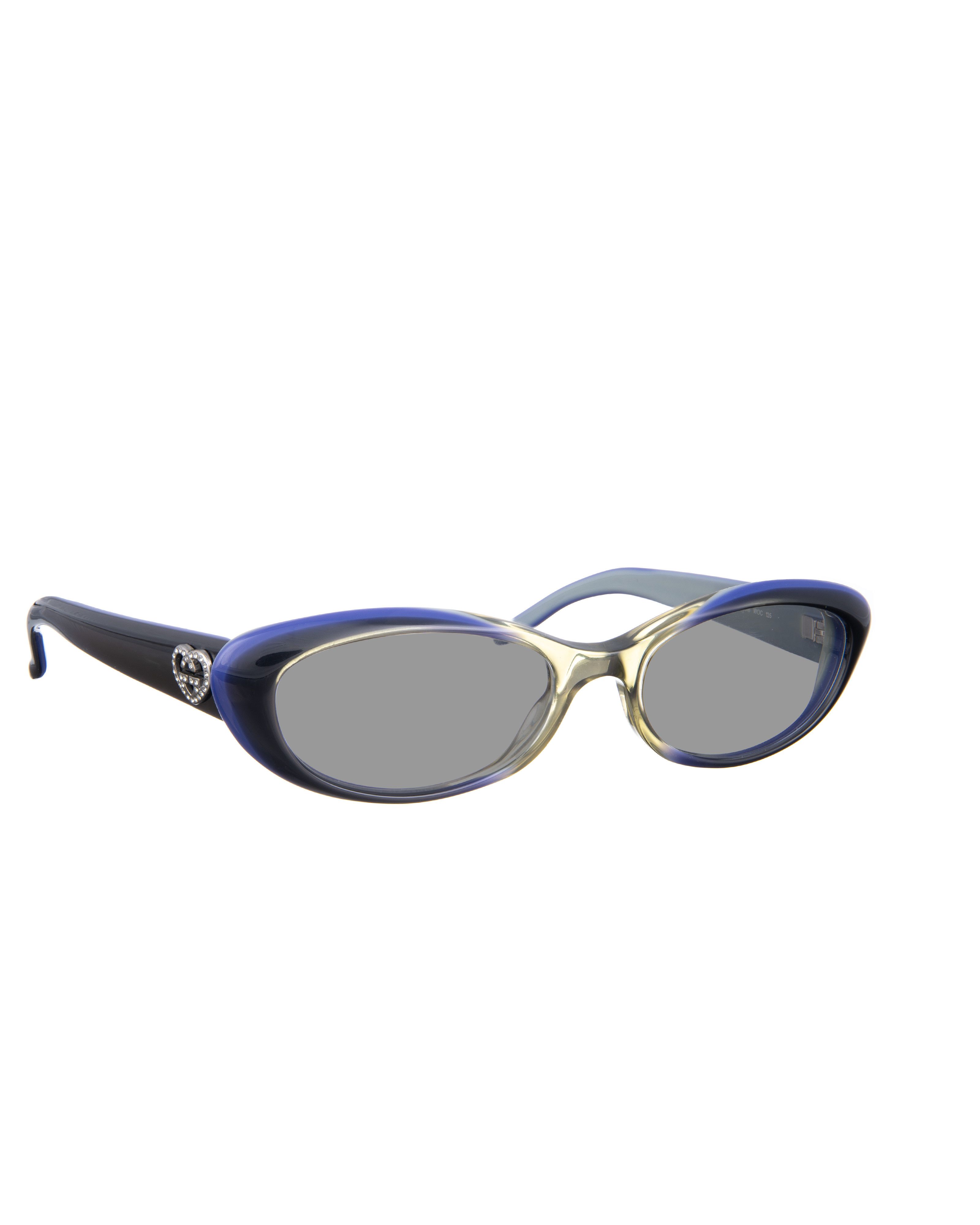 Gucci Gucci 00s Navy Cat Eye Sunglasses with Crystal Hearts Size ONE SIZE - 1 Thumbnail
