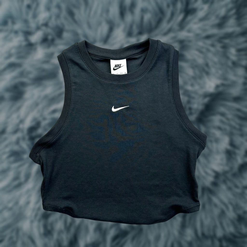 Nike Nike Shirt Womens XS Essentials Ribbed Cropped Tank Top Center Swoosh Black Size XS / US 0-2 / IT 36-38 - 1 Thumbnail