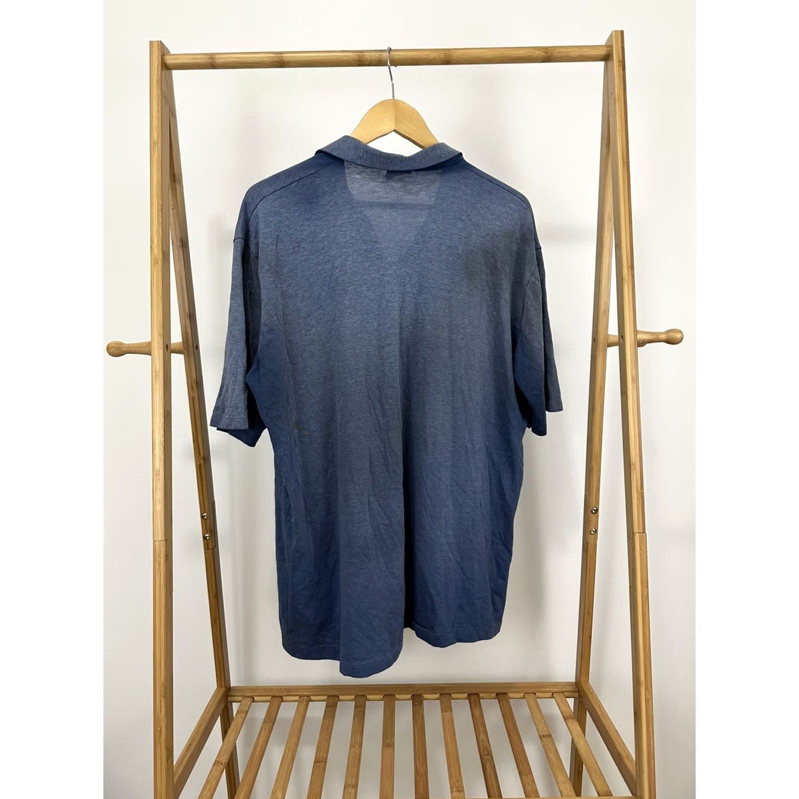 Vintage VTG 80s Stedman Gradient Sun Faded Paper Thin Worn Polo Blue WIP Work Shirt XXL Size US XXL / EU 58 / 5 - 2 Thumbnail