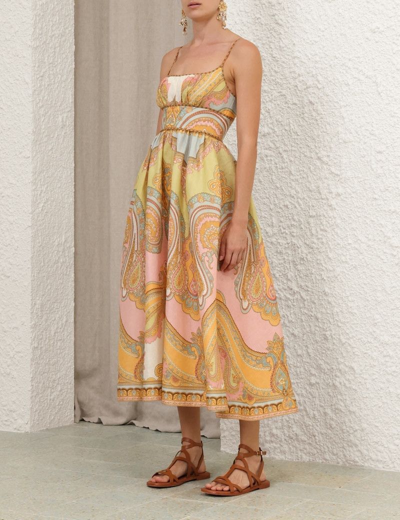 Zimmermann oc11z0126 Maxine Picnic Midi Dress in Multicolor Size L / US 10 / IT 46 - 3 Thumbnail