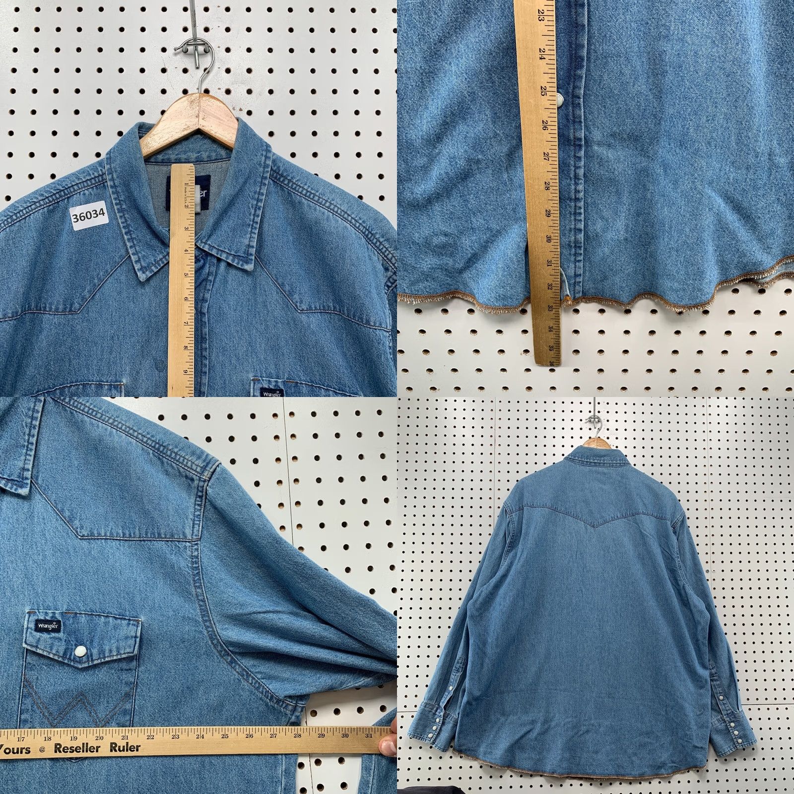 Wrangler VINTAGE Wrangler Denim Pearl Snap Shirt Mens 2XL Western Long Sleeve Blue 28x33 Button-Up Wrangler Wrancher Mens Size US XXL / EU 58 / 5 - 9 Thumbnail