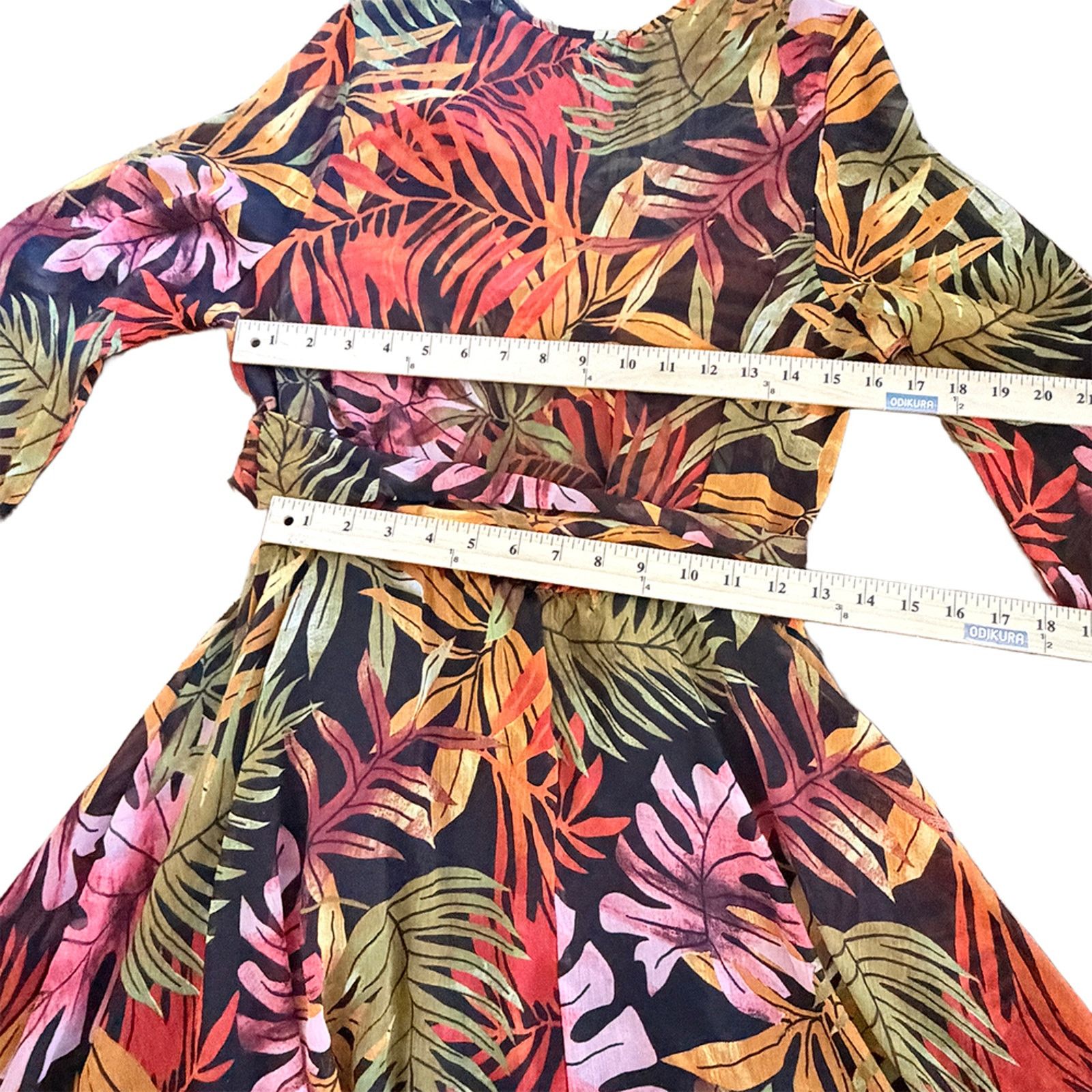 Other Sheer Tropical Leaf Print flutter Sleeve Wrap Maxi Dress Size S / US 4 / IT 40 - 3 Thumbnail