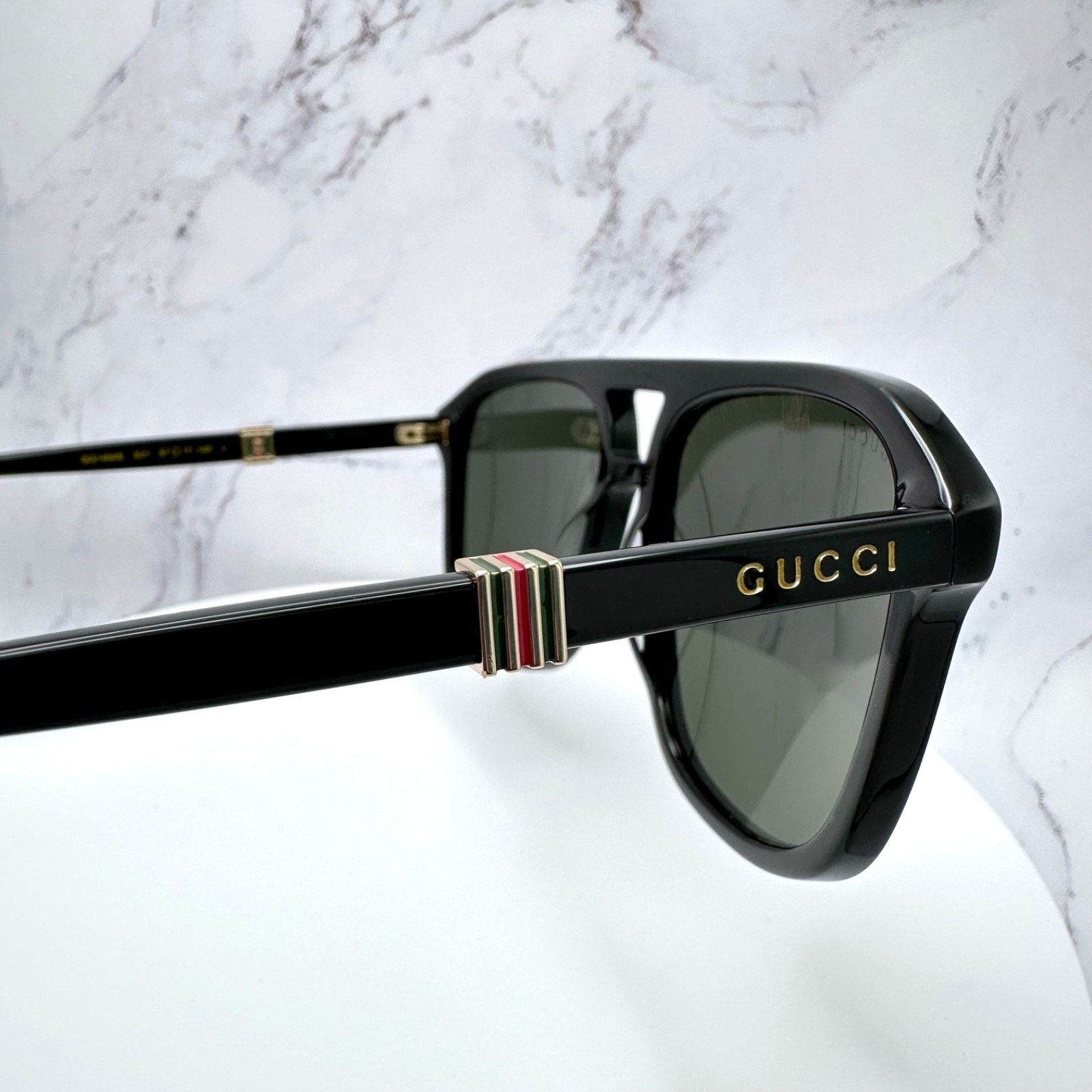 Gucci New GUCCI Sunglasses Black Aviator Pilot Gold Logo Metal Size ONE SIZE - 12 Thumbnail