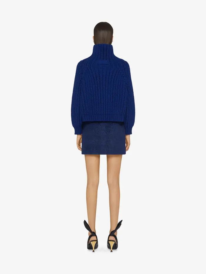 Givenchy o1w1db10326 Funnel Neck Wide Short Sweater in Blue Size XS / US 0-2 / IT 36-38 - 3 Thumbnail