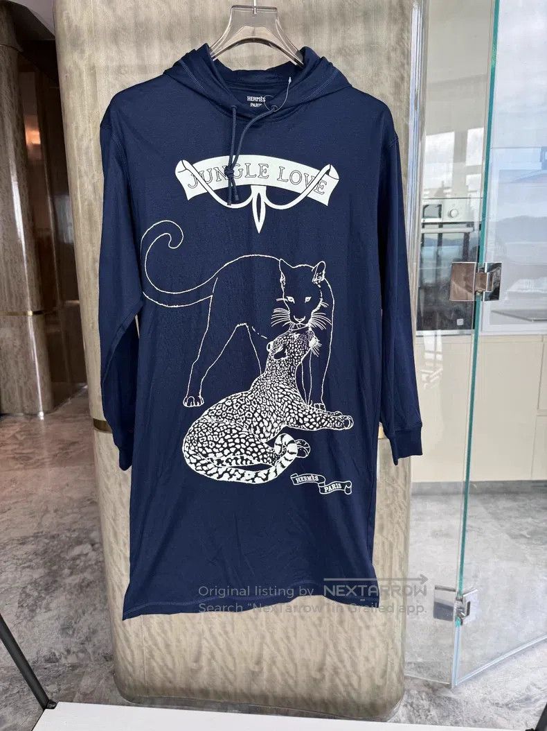 Hermes Hermes Leopard print hooded sweatshirt dress Size XXS / US 00 / IT 34 - 4 Thumbnail