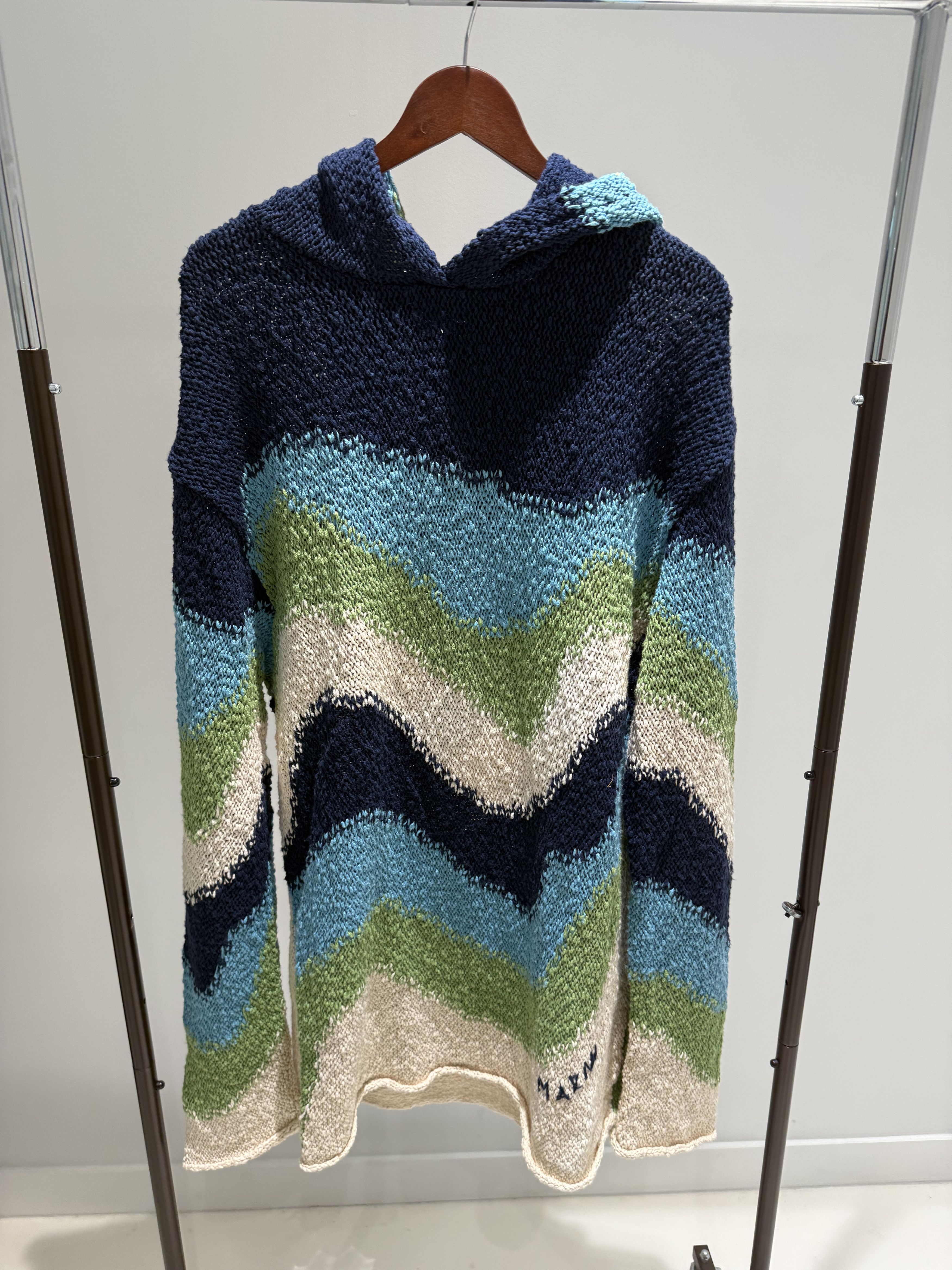 Marni MARNI WAVY STRIPED KNIT HOODIE Size US XL / EU 56 / 4 - 2 Thumbnail