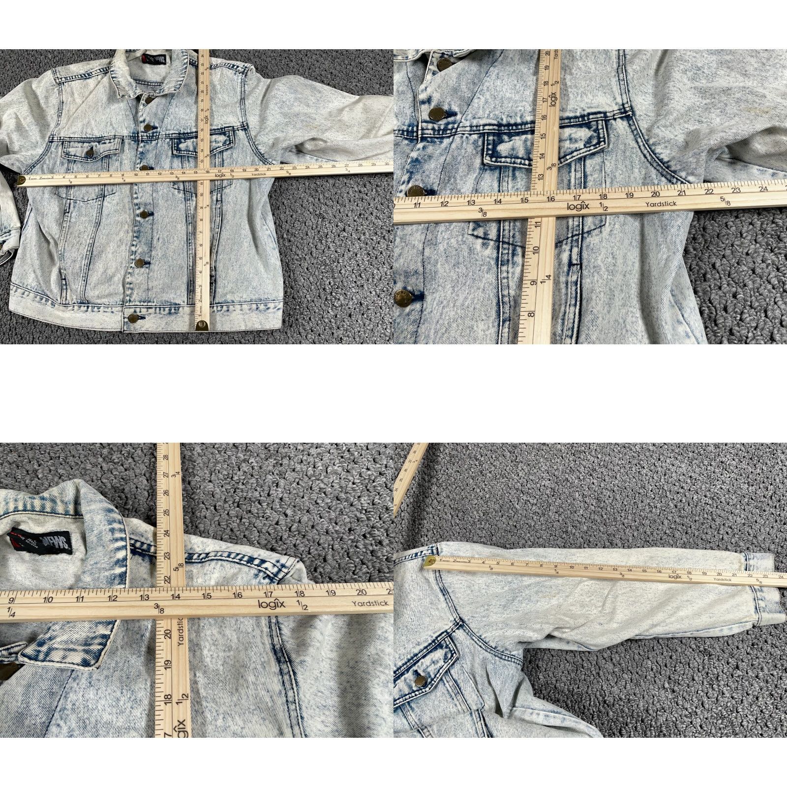 Denime VTG 90s News Acid Wash Denim Jacket Adult Large Blue Trucker Mens Jacket Vintage Size US 33 - 8 Thumbnail