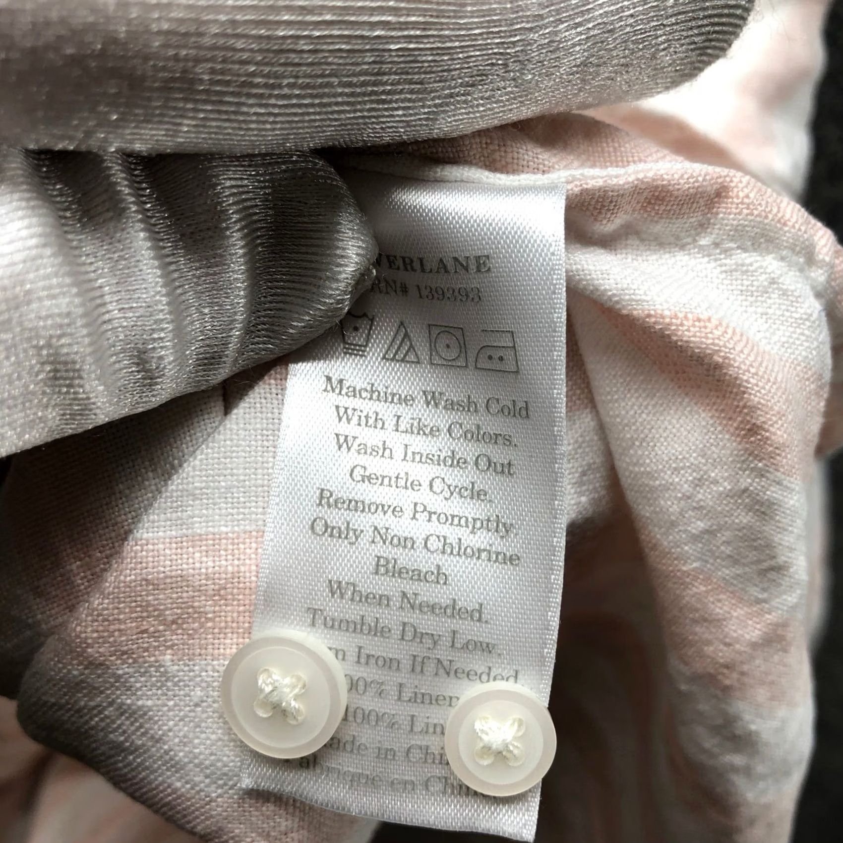 Everlane VINTAGE? No. Everlane Shirt Womens 8 Oversized 100% Linen Pink Striped Button-Down Collarless Long Sleeve Breathing Shirt Size M / US 6-8 / IT 42-44 - 8 Thumbnail