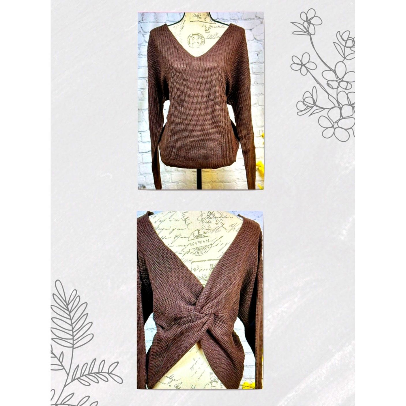 Other Reversible Twisted Knit Long Sleeve Fall Sweater Chocolate L Size L / US 10 / IT 46 - 12 Thumbnail