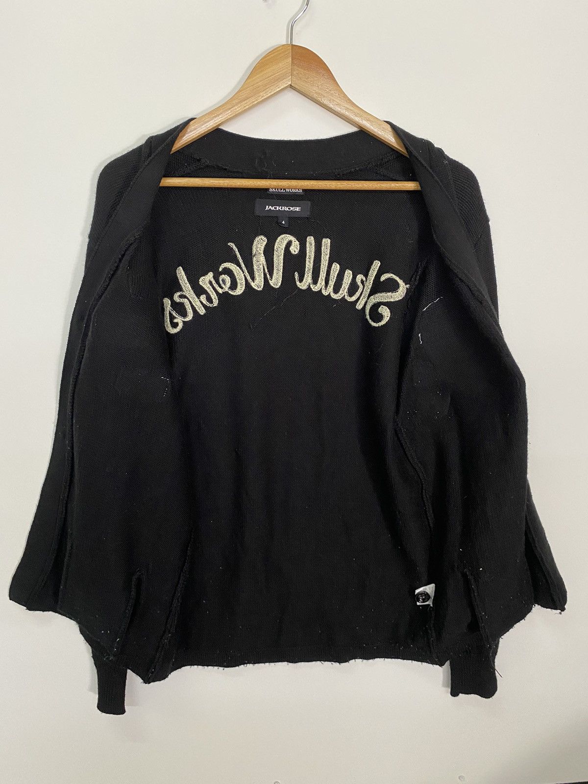 Japanese Brand Skull Works Jackrose Knitwear Patches Cardigan Size US S / EU 44-46 / 1 - 10 Thumbnail