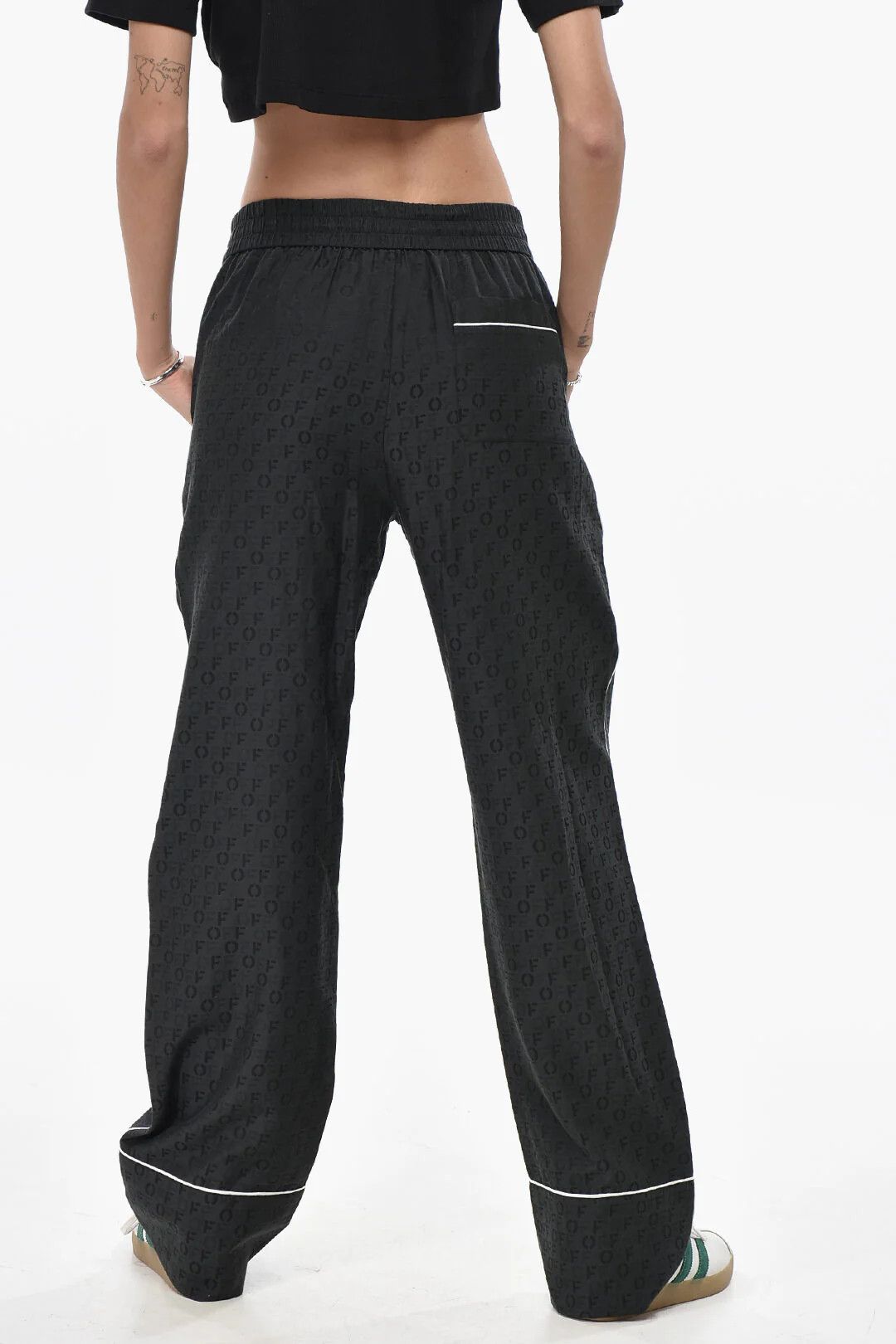 Off-White og1mm0426 Silk-Blend Jacquard Monogram Trouser in Black Size 26" / US 2 / IT 38 - 2 Thumbnail