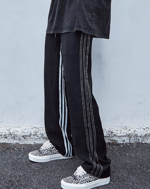 Japanese Brand × Jean Retro striped straight-leg trendy drawstring casual trousers Size US 32 / EU 48 - 3 Thumbnail