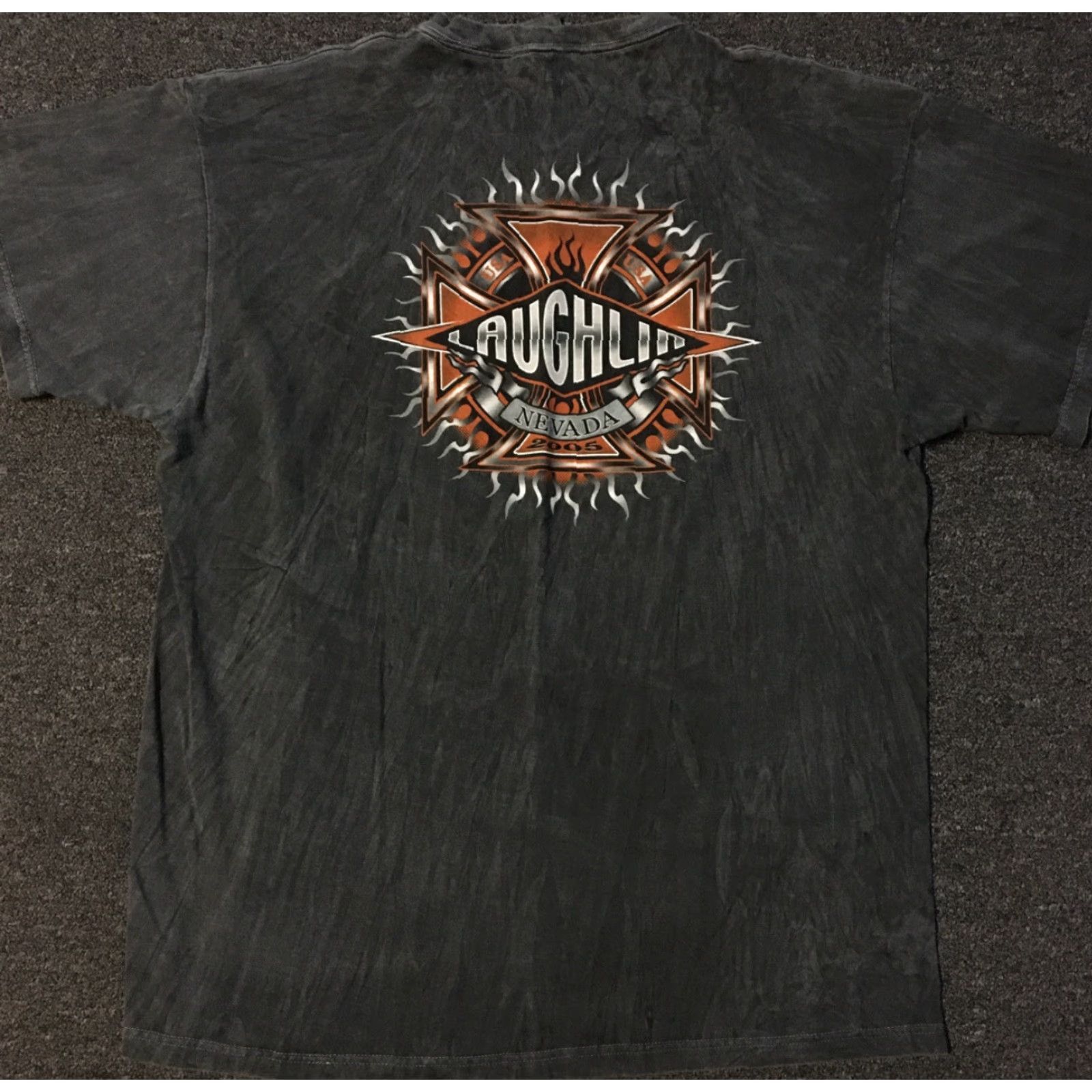 Fruit Of The Loom VINTAGE Laughlin Nevada Acid Wash Biker Shirt XL USA Motorcycle Grunge 90s LV Size US XL / EU 56 / 4 - 2 Thumbnail