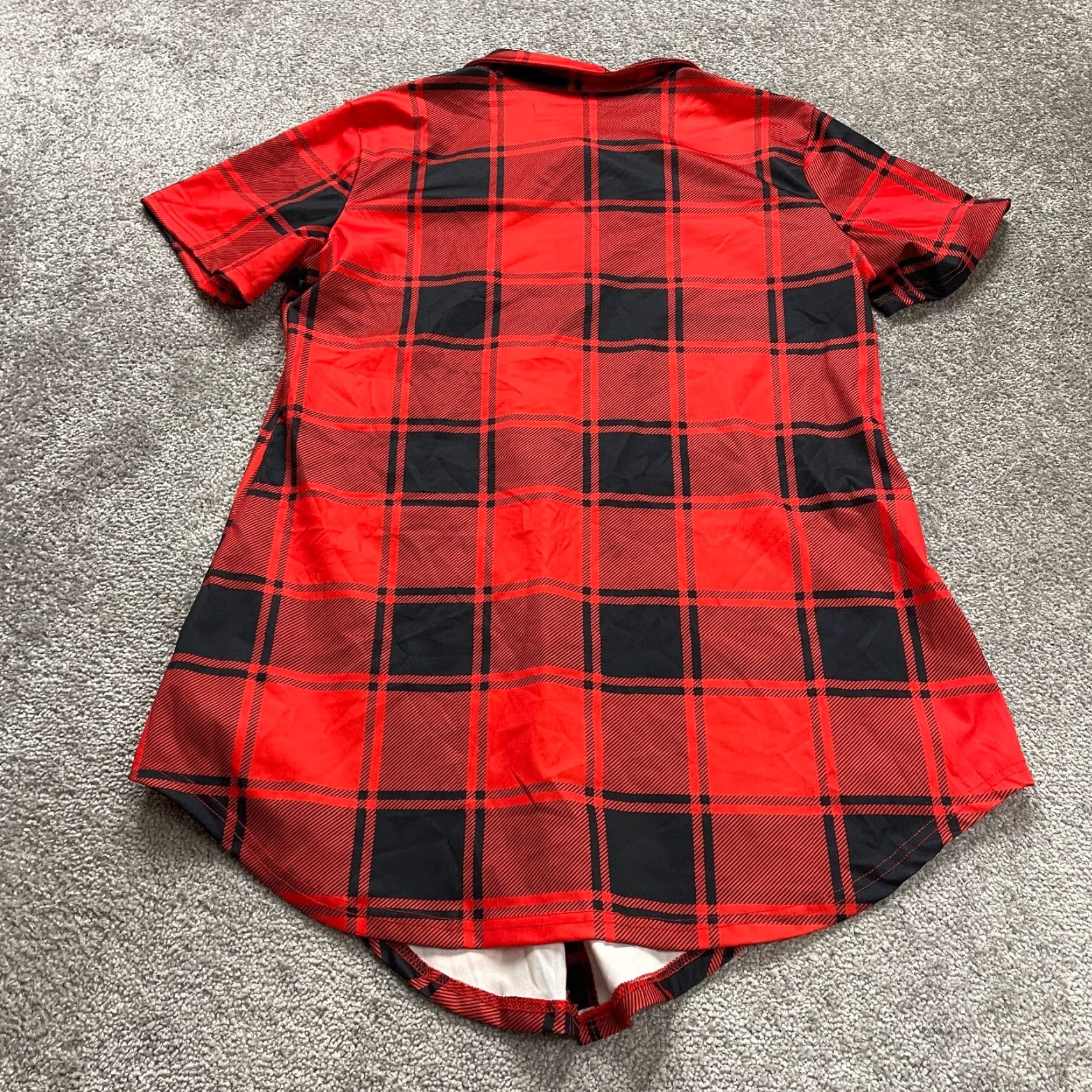 Vintage Unbranded Button Down Shirt Womens 2XL Red Black Plaid Short Sleeve Casual Top Size XXL / US 16-18 / IT 52-54 - 2 Thumbnail