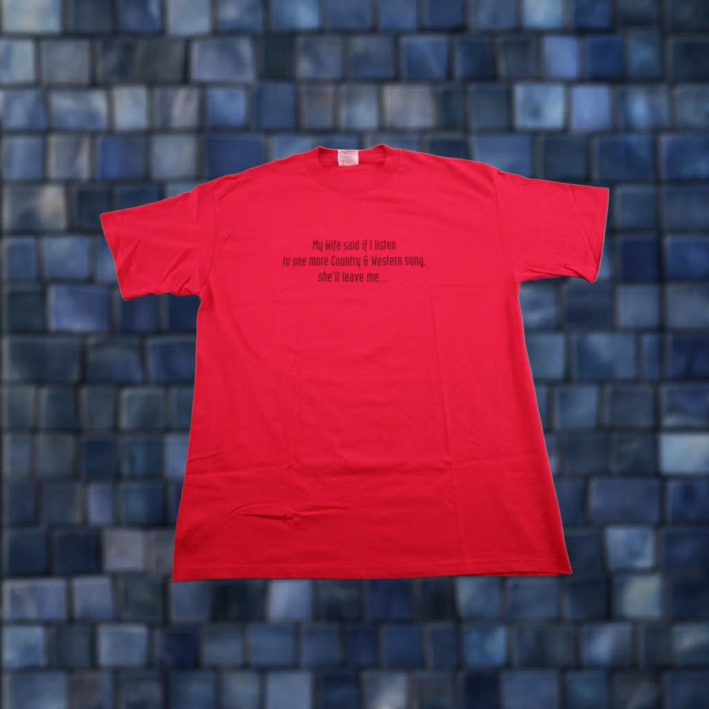 Wrangler VINTAGE Wrangler Shirt XL Red Funny 1990s 1996 Wife Said One More Country Song Leave Me Mens T-Shirt Size US XL / EU 56 / 4 - 1 Thumbnail