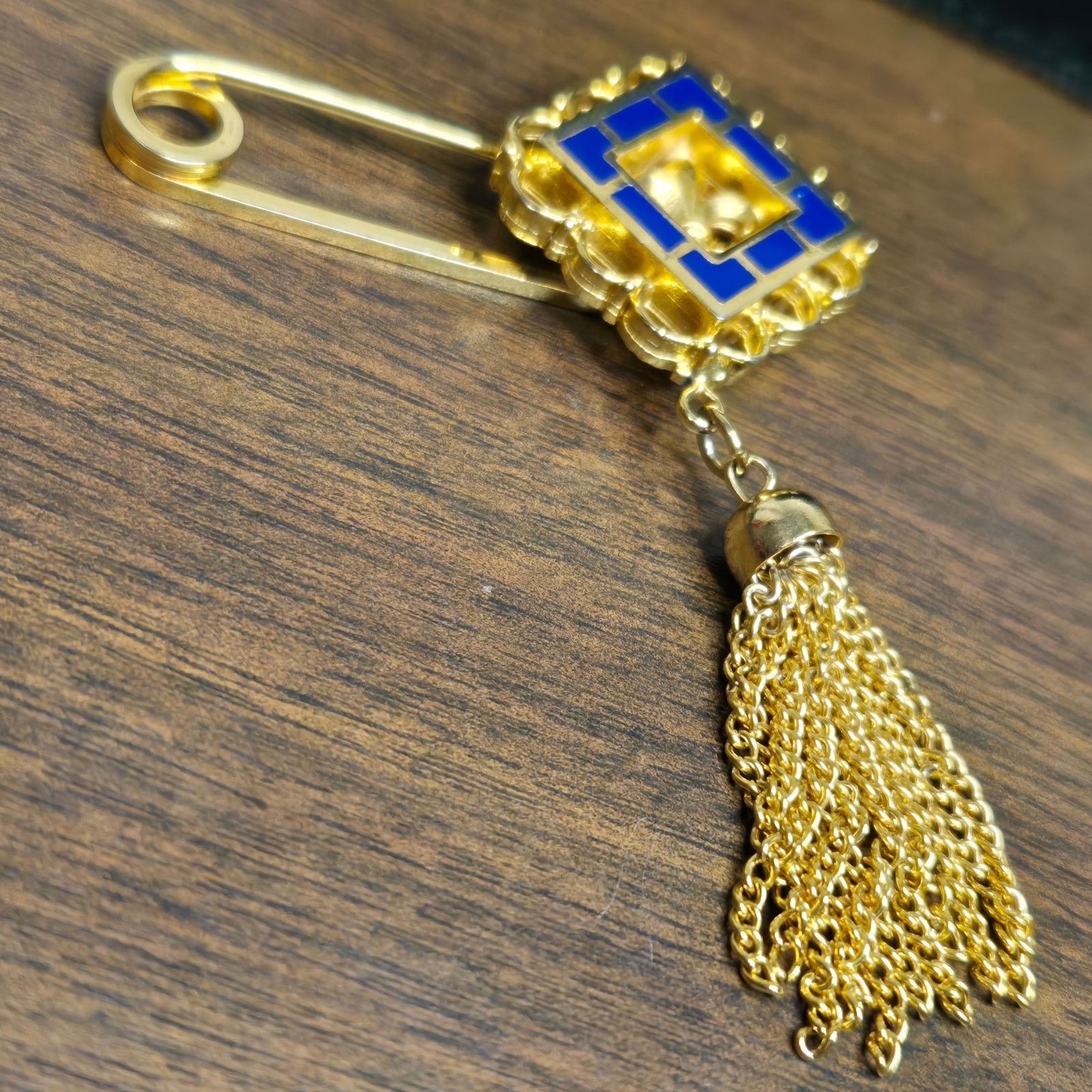 Vintage Vintage Victorian Style Gold Tone Blue Enamel Fleur de Lis Size ONE SIZE - 12 Thumbnail