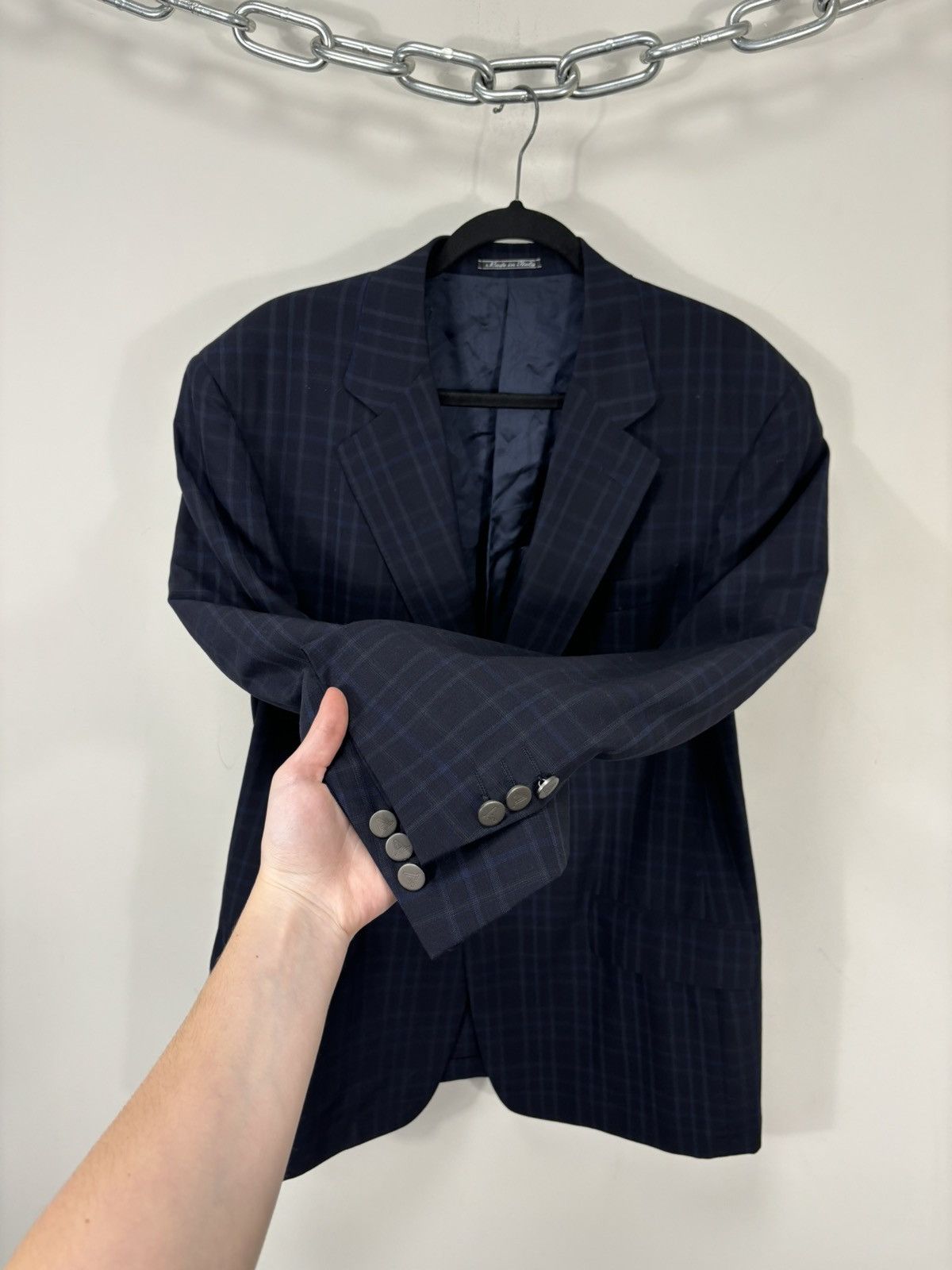 Aquascutum Aquascutum Men’s Windowpane Fine Worsted Wool Blazer Jacket Size 44R - 11 Thumbnail