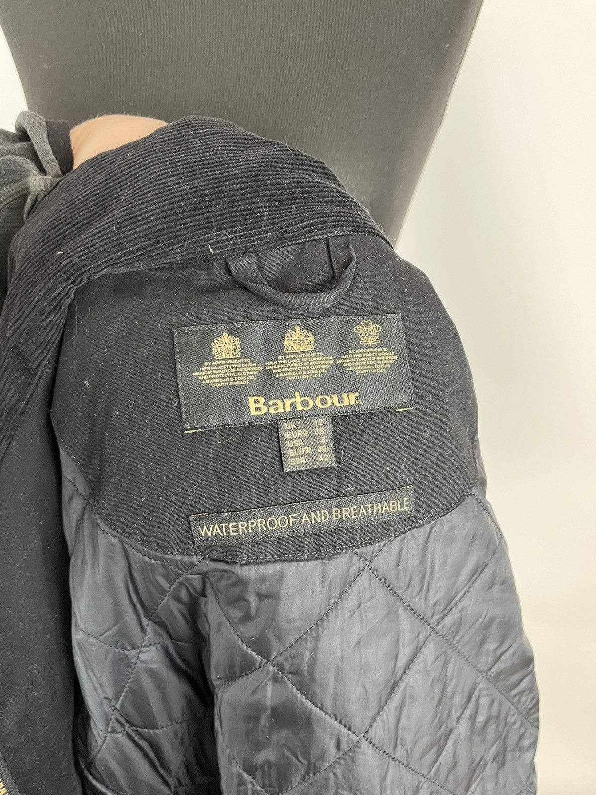 Barbour × Designer Barbour L1281 International Jacket UK 12 Black Belted (0362) Size M / US 6-8 / IT 42-44 - 10 Thumbnail