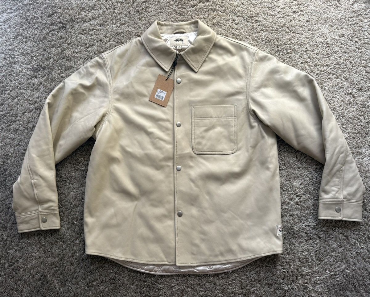 Stussy Stussy Leather Overshirt Jacket Natural Beige Size US M / EU 48-50 / 2 - 4 Thumbnail